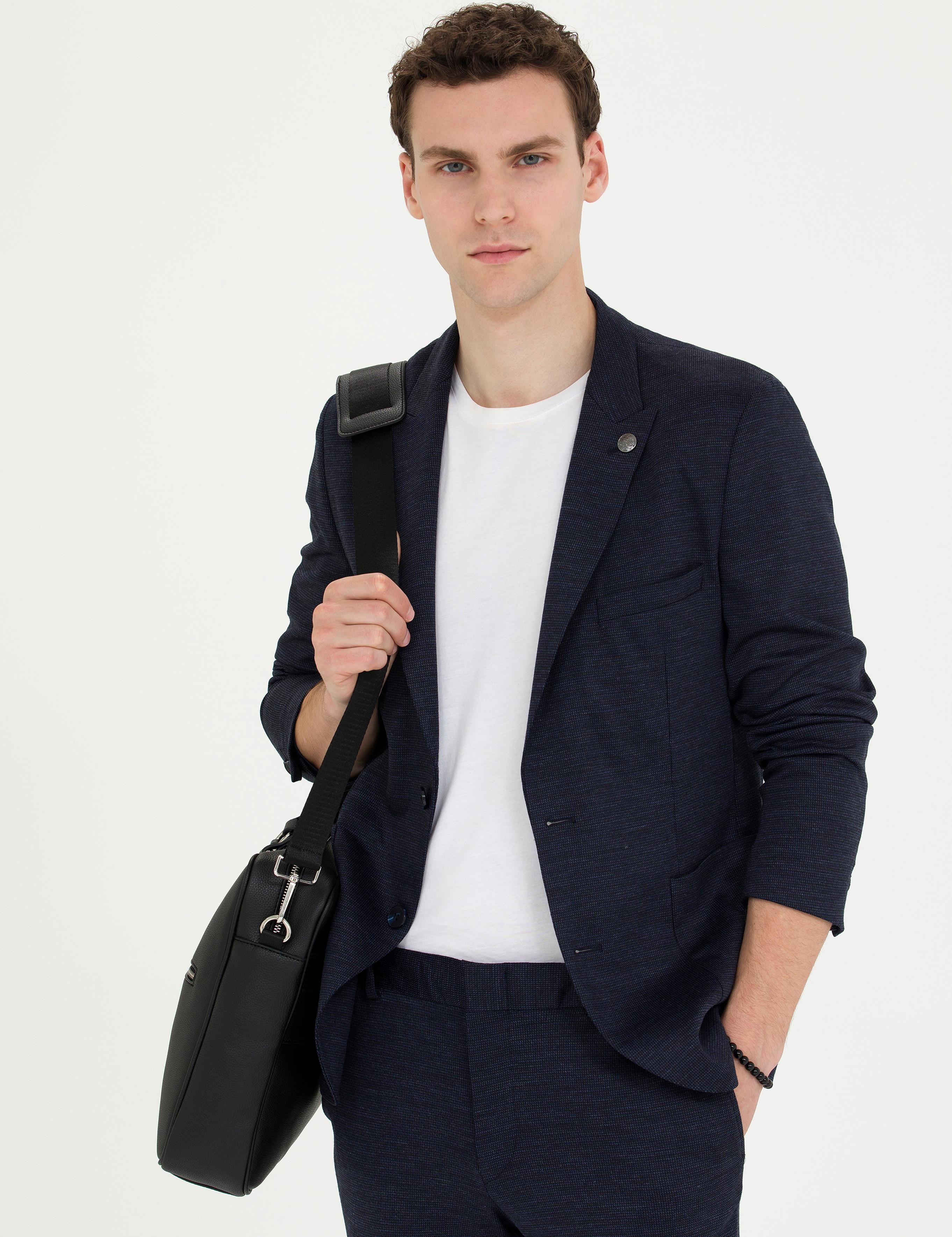 Lacivert Ex. Slim Fit Yün Karışımlı Takım Elbise