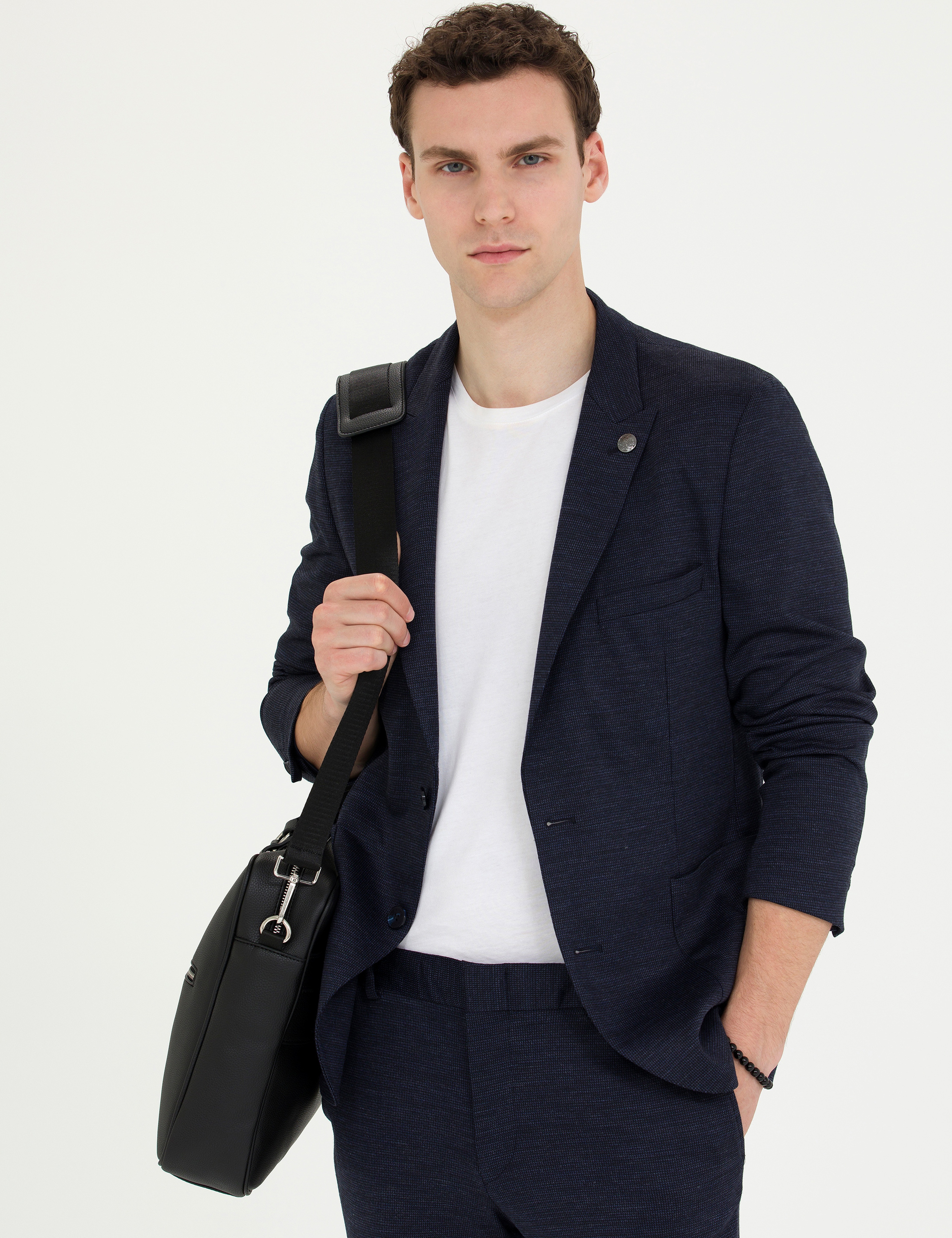 Lacivert Ex. Slim Fit Yün Karışımlı Takım Elbise - Image 4