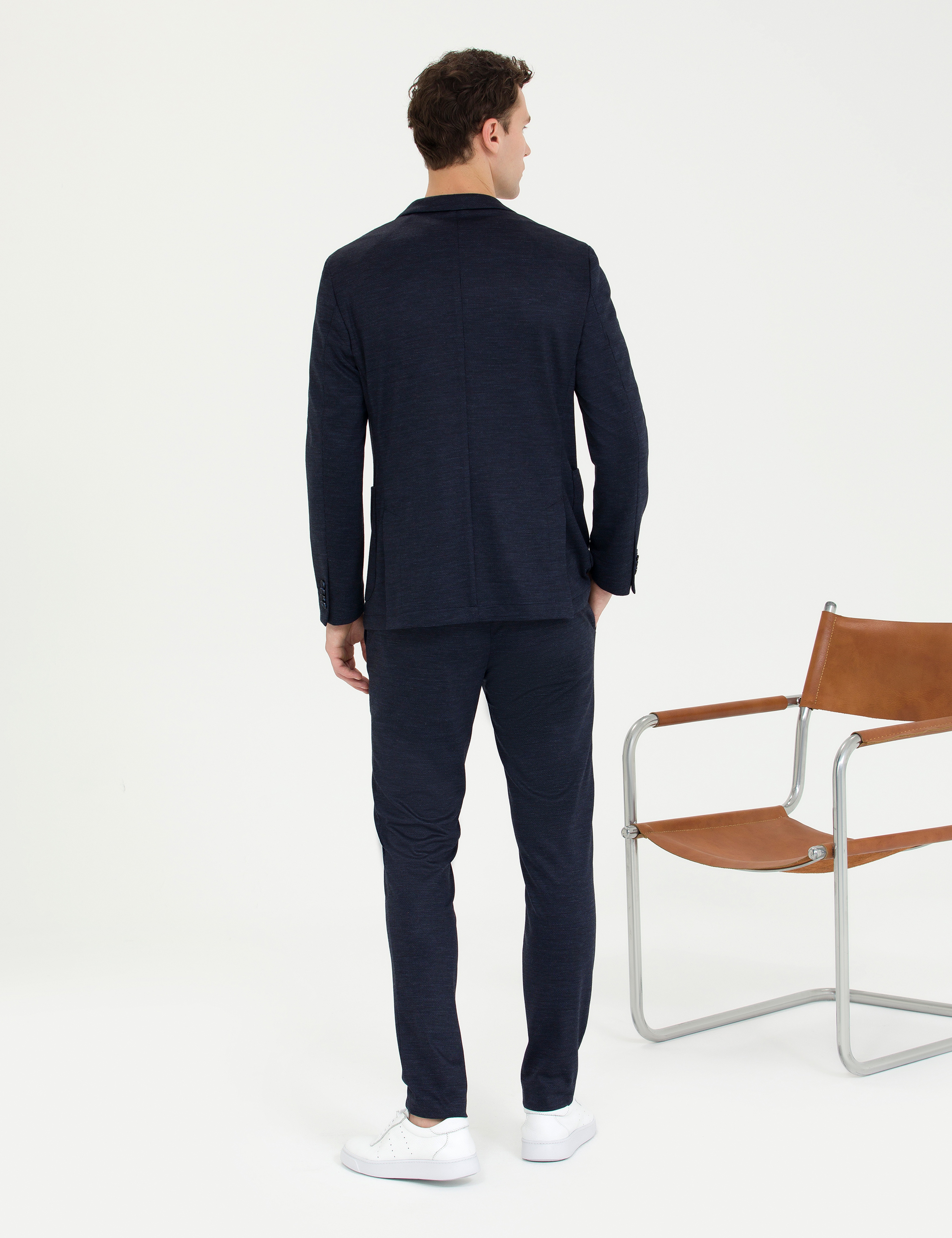 Lacivert Ex. Slim Fit Yün Karışımlı Takım Elbise - Image 5