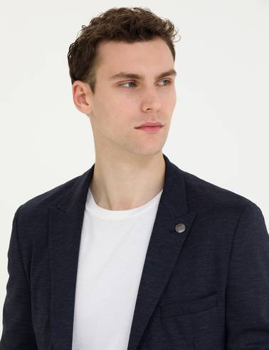 Lacivert Ex. Slim Fit Yün Karışımlı Takım Elbise