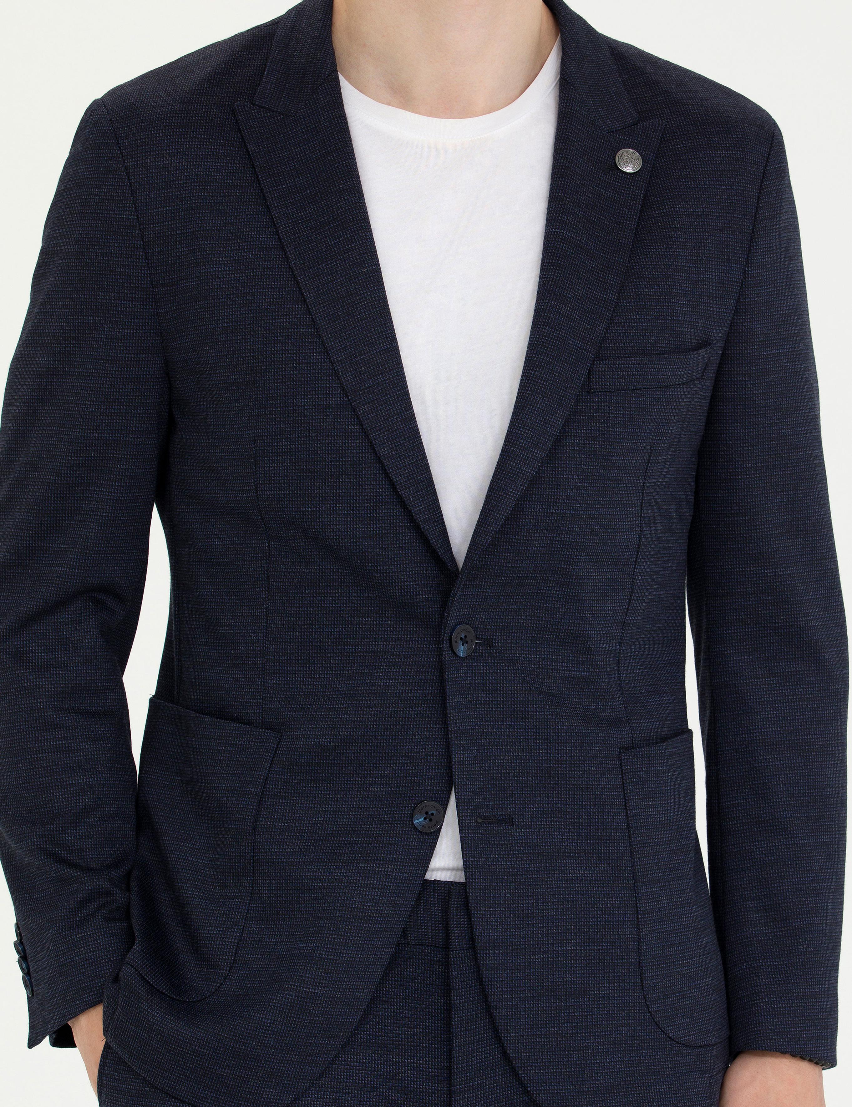 Lacivert Ex. Slim Fit Yün Karışımlı Takım Elbise