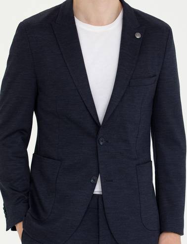 Lacivert Ex. Slim Fit Yün Karışımlı Takım Elbise