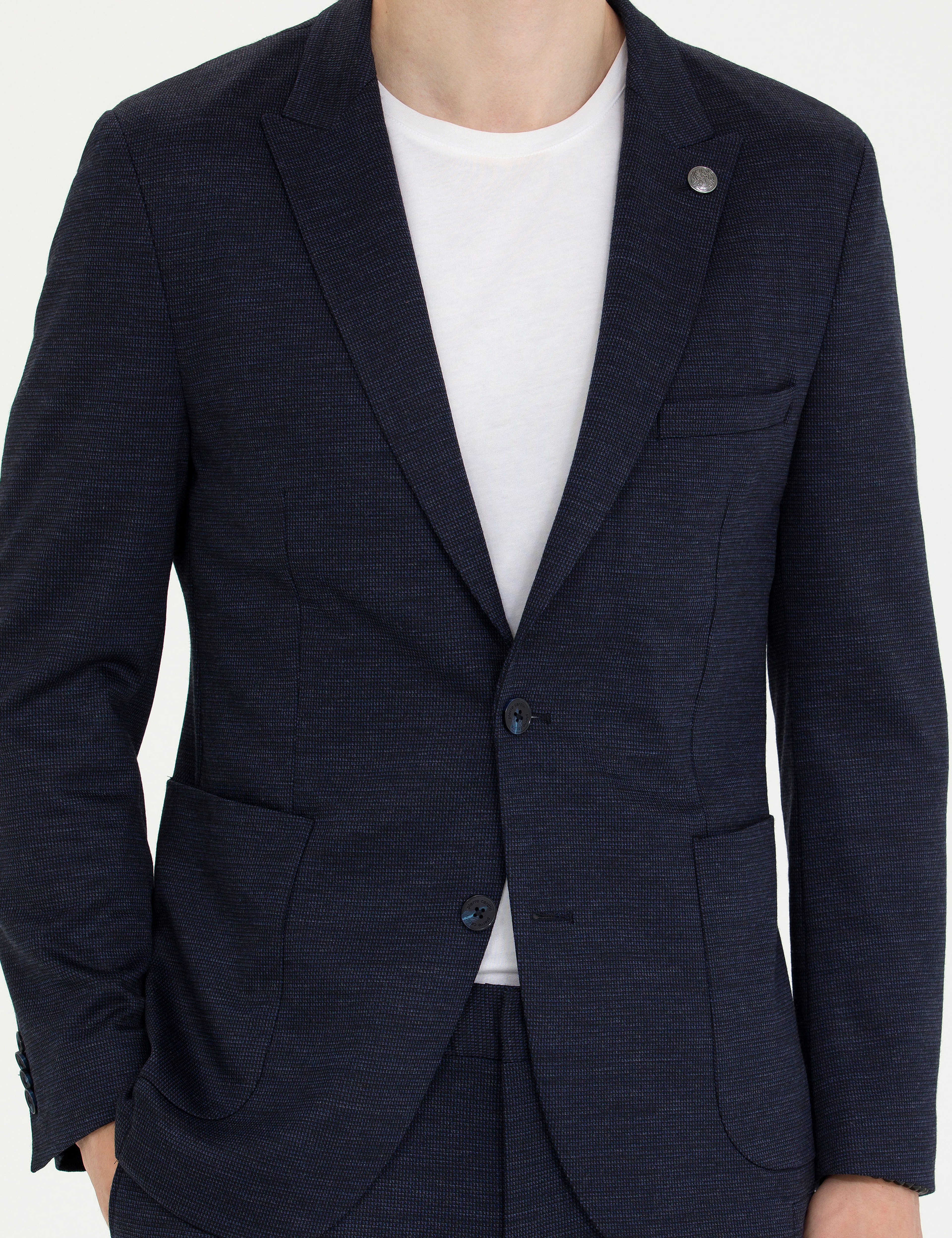 Lacivert Ex. Slim Fit Yün Karışımlı Takım Elbise - Image 6