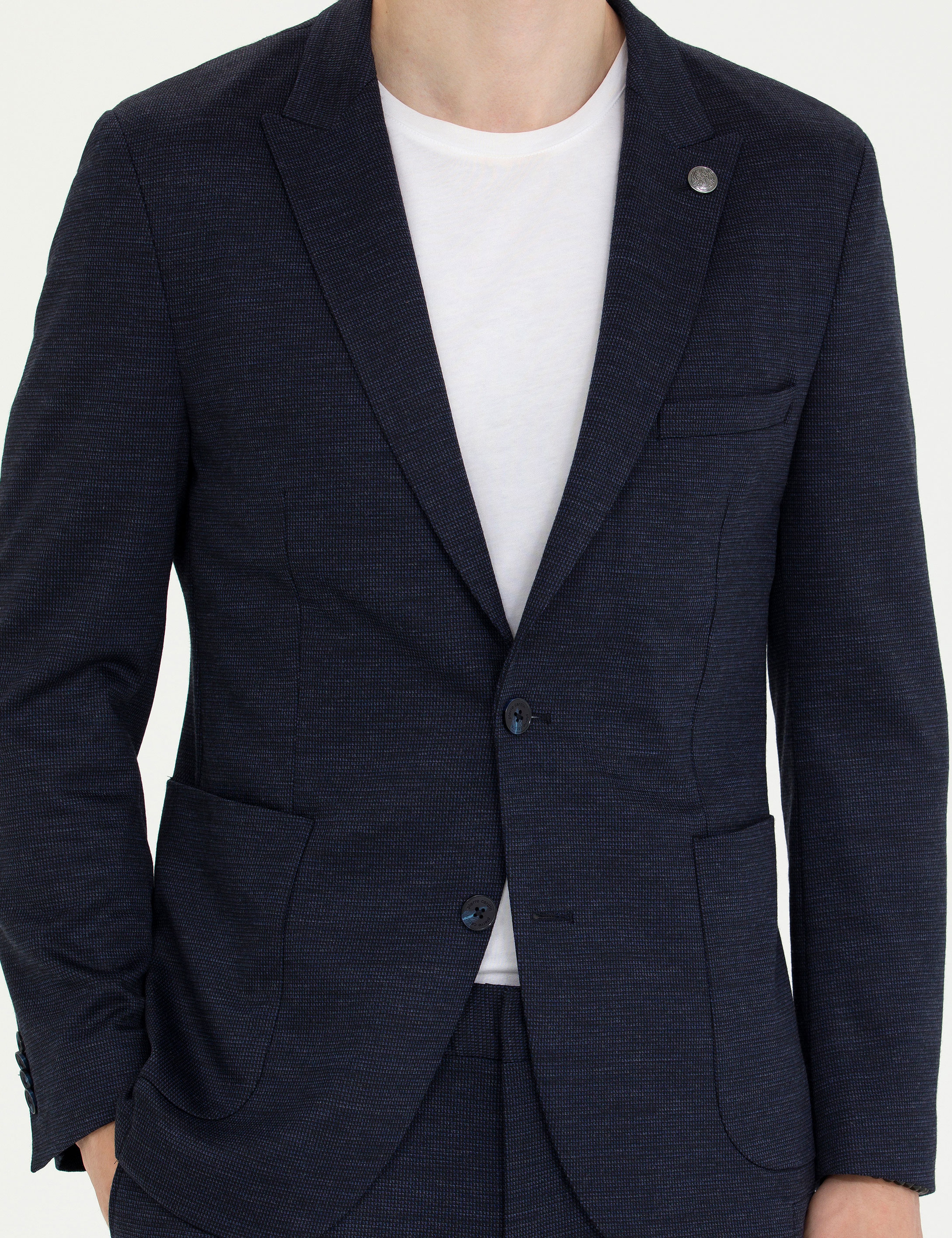 Lacivert Ex. Slim Fit Yün Karışımlı Takım Elbise