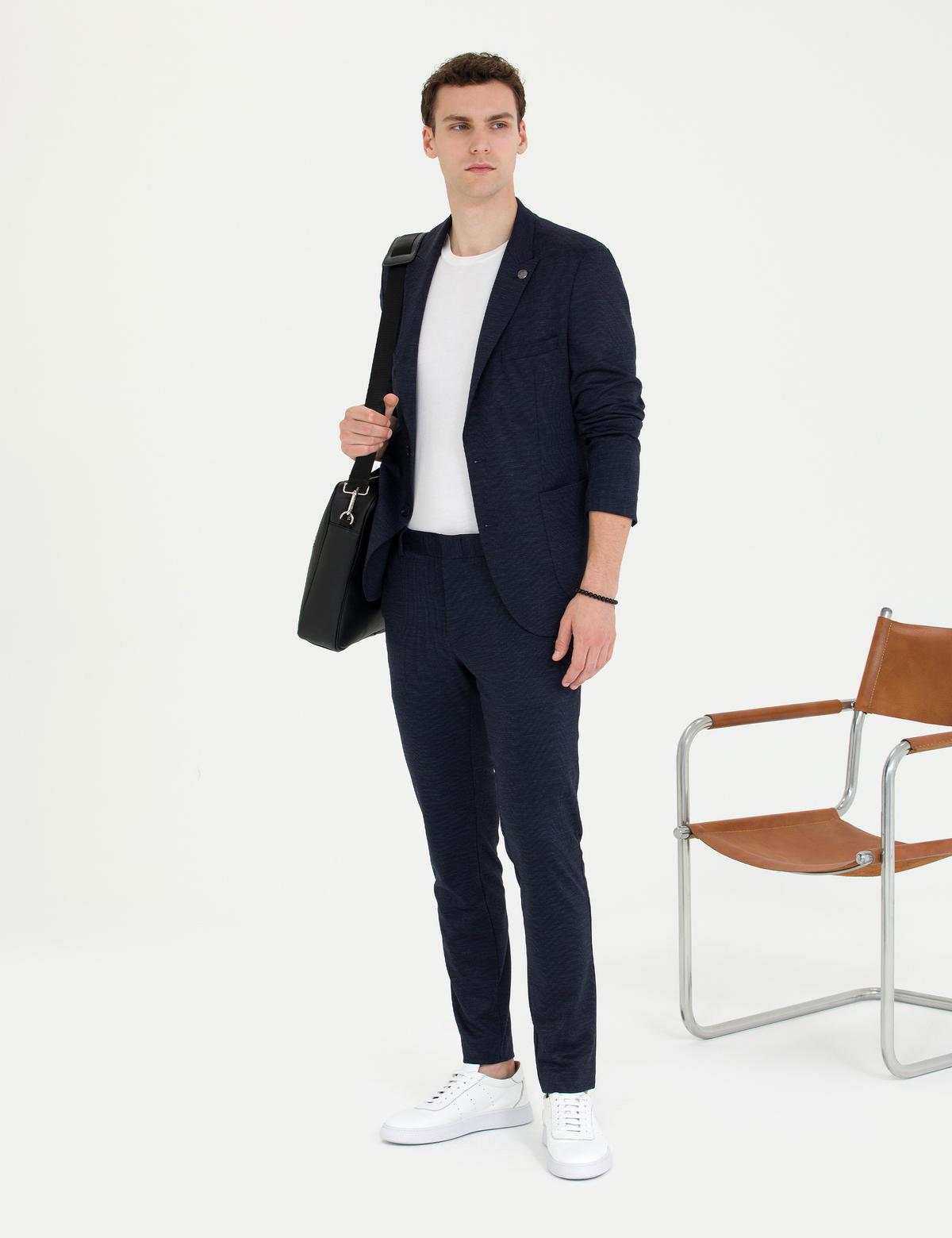 Lacivert Ex. Slim Fit Yün Karışımlı Takım Elbise - 50267031056