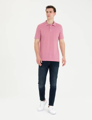 Gül Kurusu Slim Fit Polo Yaka Basic Tişört