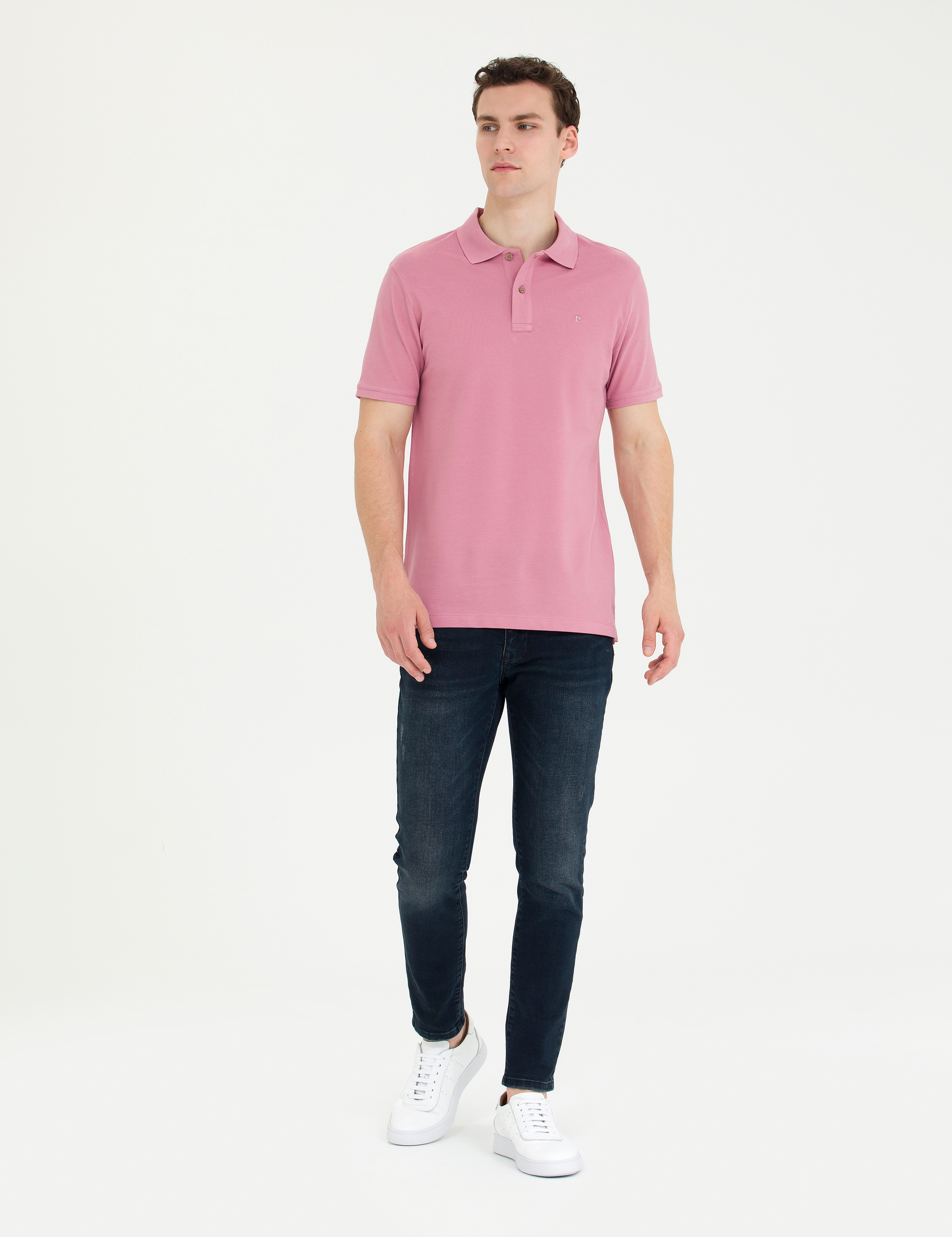 Gül Kurusu Slim Fit Polo Yaka Basic Tişört - Image 4