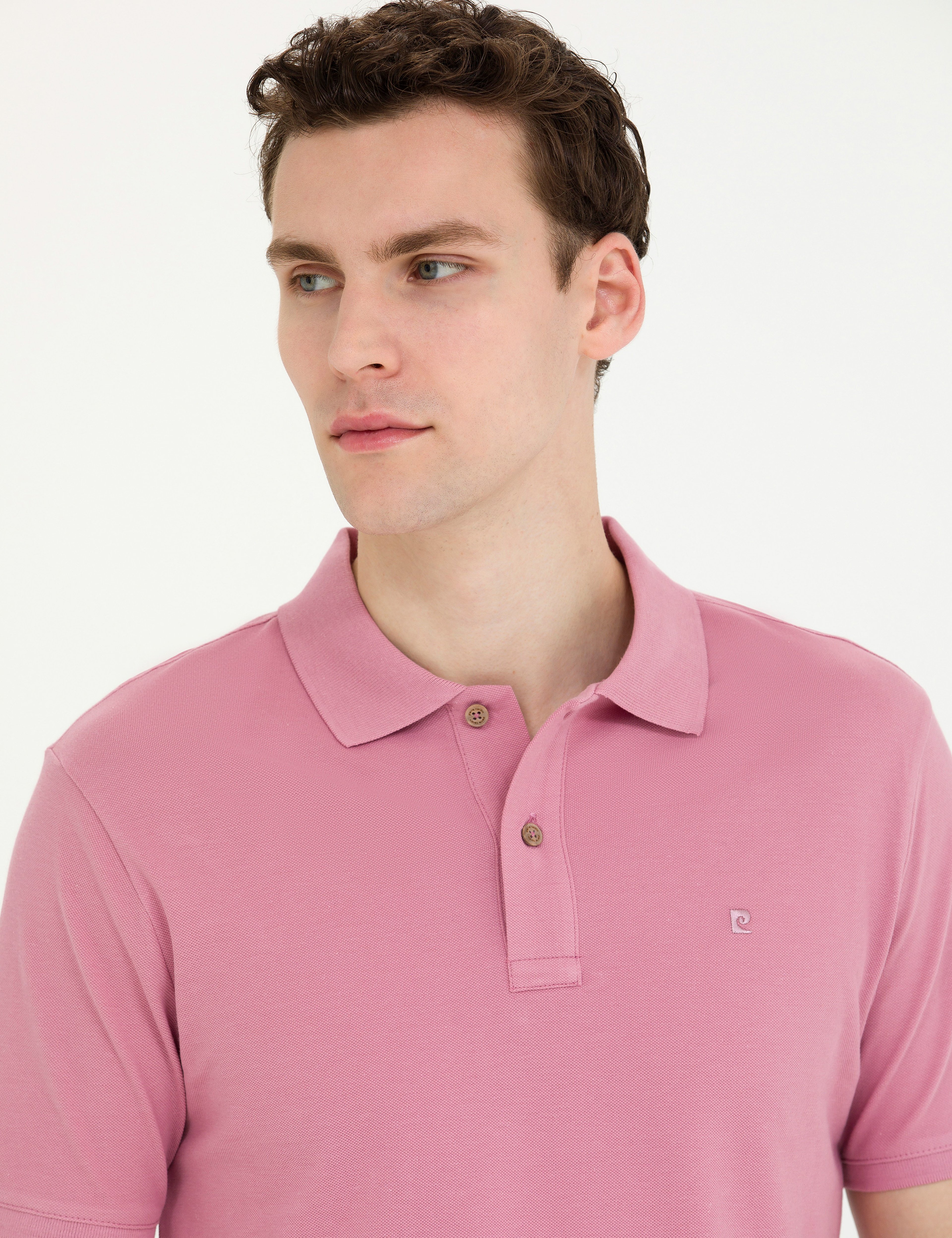 Gül Kurusu Slim Fit Polo Yaka Basic Tişört - Image 2