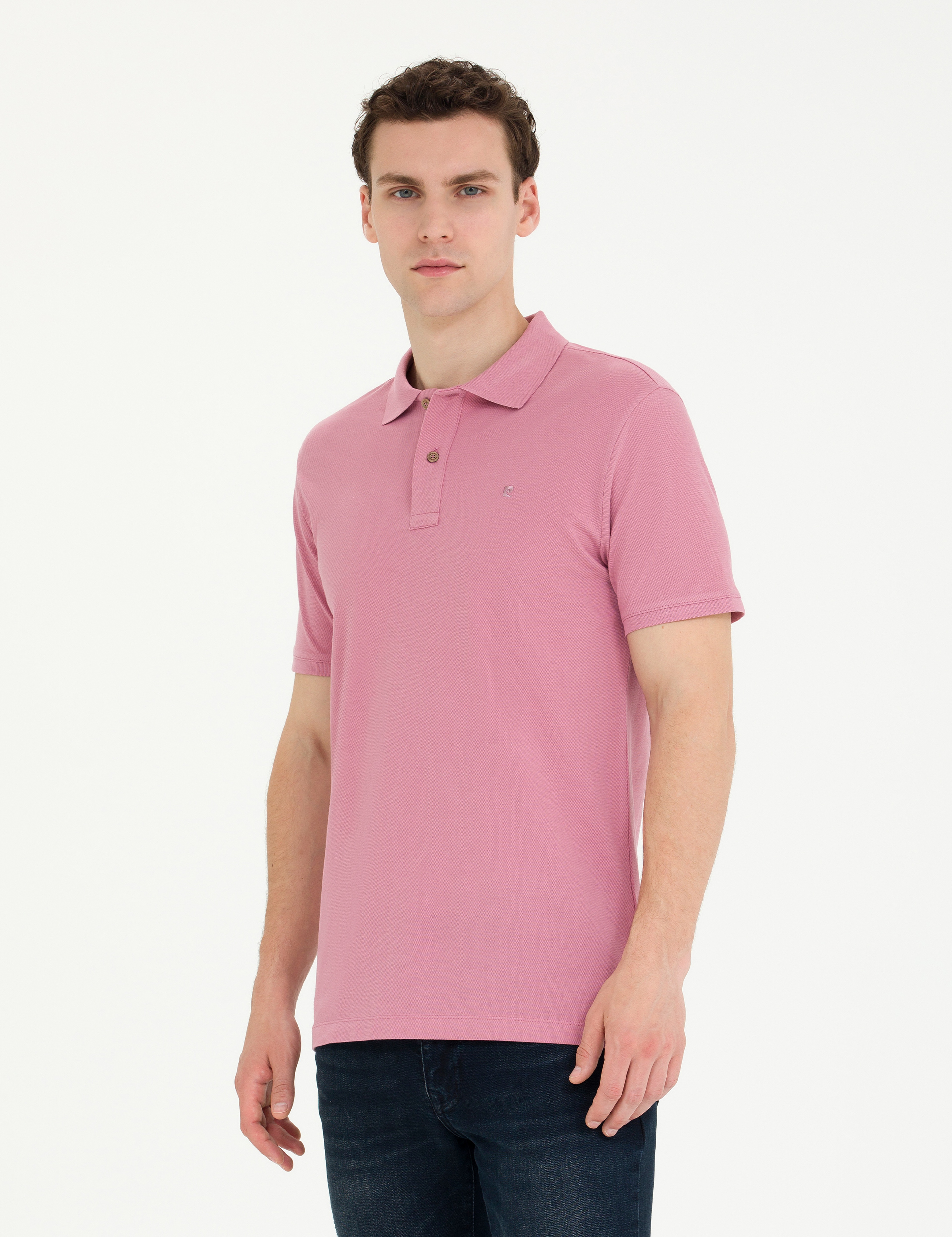 Gül Kurusu Slim Fit Polo Yaka Basic Tişört
