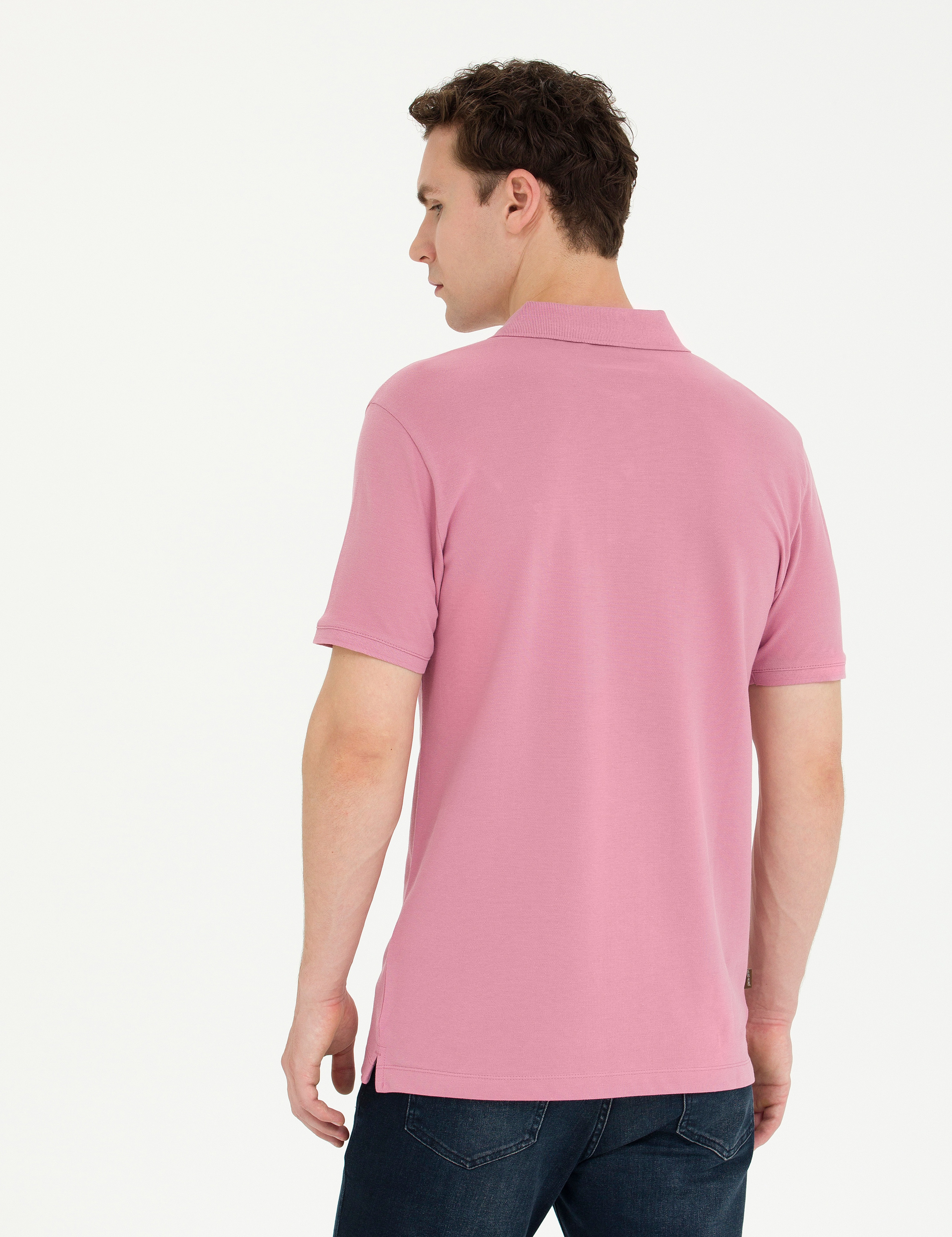Gül Kurusu Slim Fit Polo Yaka Basic Tişört - Image 5