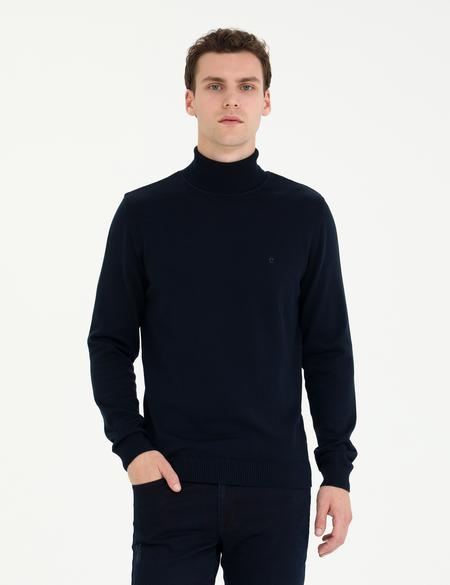 Lacivert Slim Fit Balıkçı Yaka Basic Triko Kazak - 50276162006