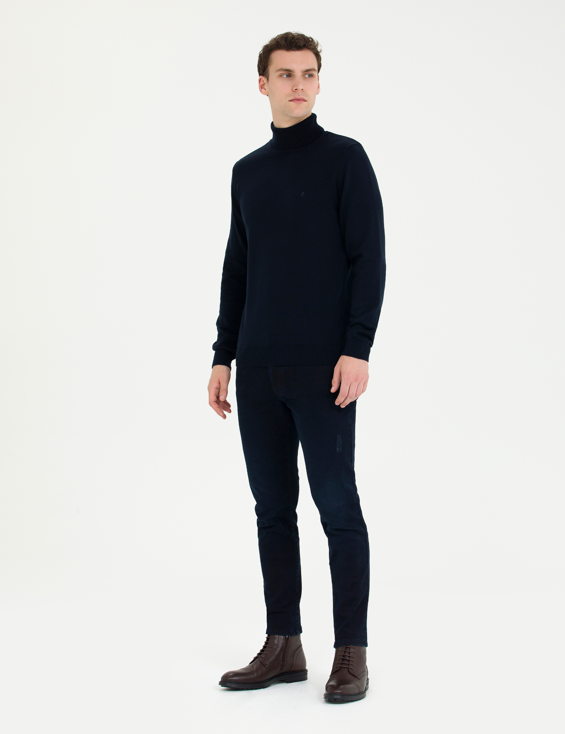 Pierre Cardin Lacivert Slim Fit Balıkçı Yaka Basic Triko Kazak görsel 4