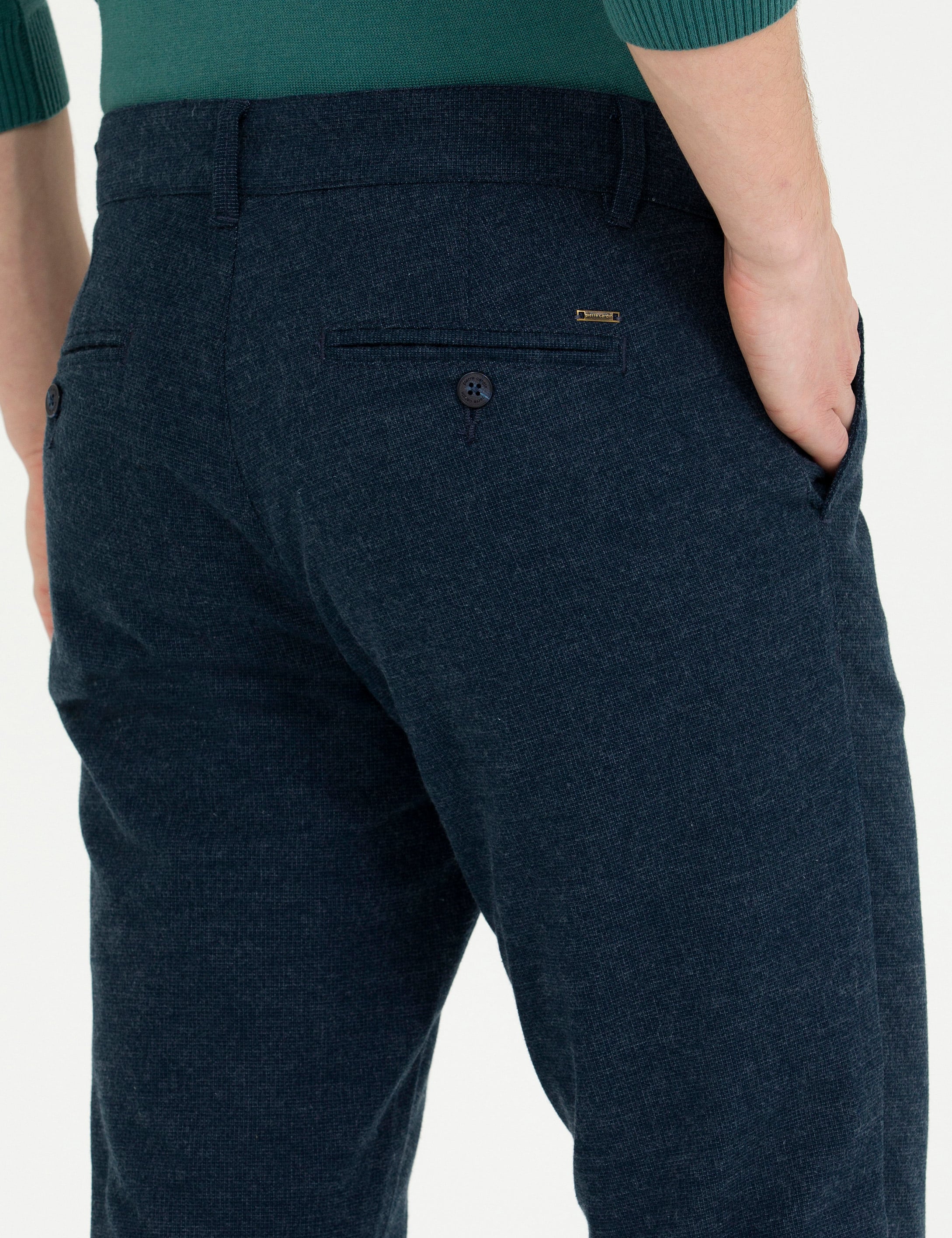 Lacivert Slim Fit Kanvas Pantolon