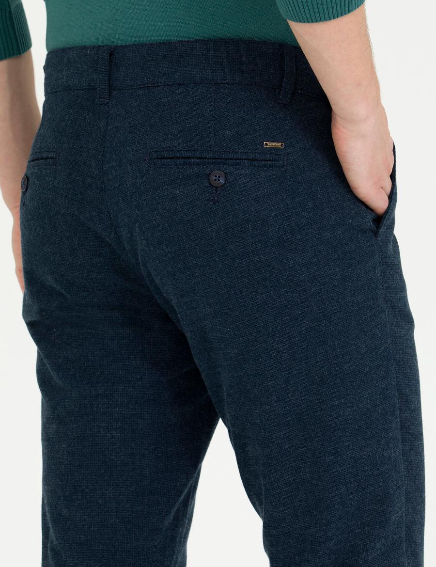 Lacivert Slim Fit Kanvas Pantolon