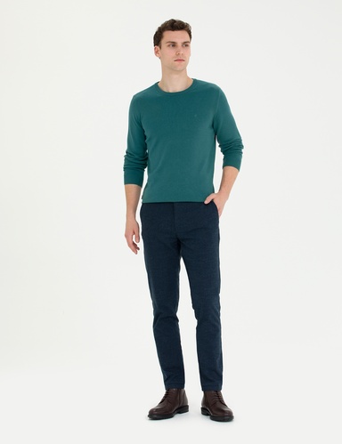 Lacivert Slim Fit Kanvas Pantolon