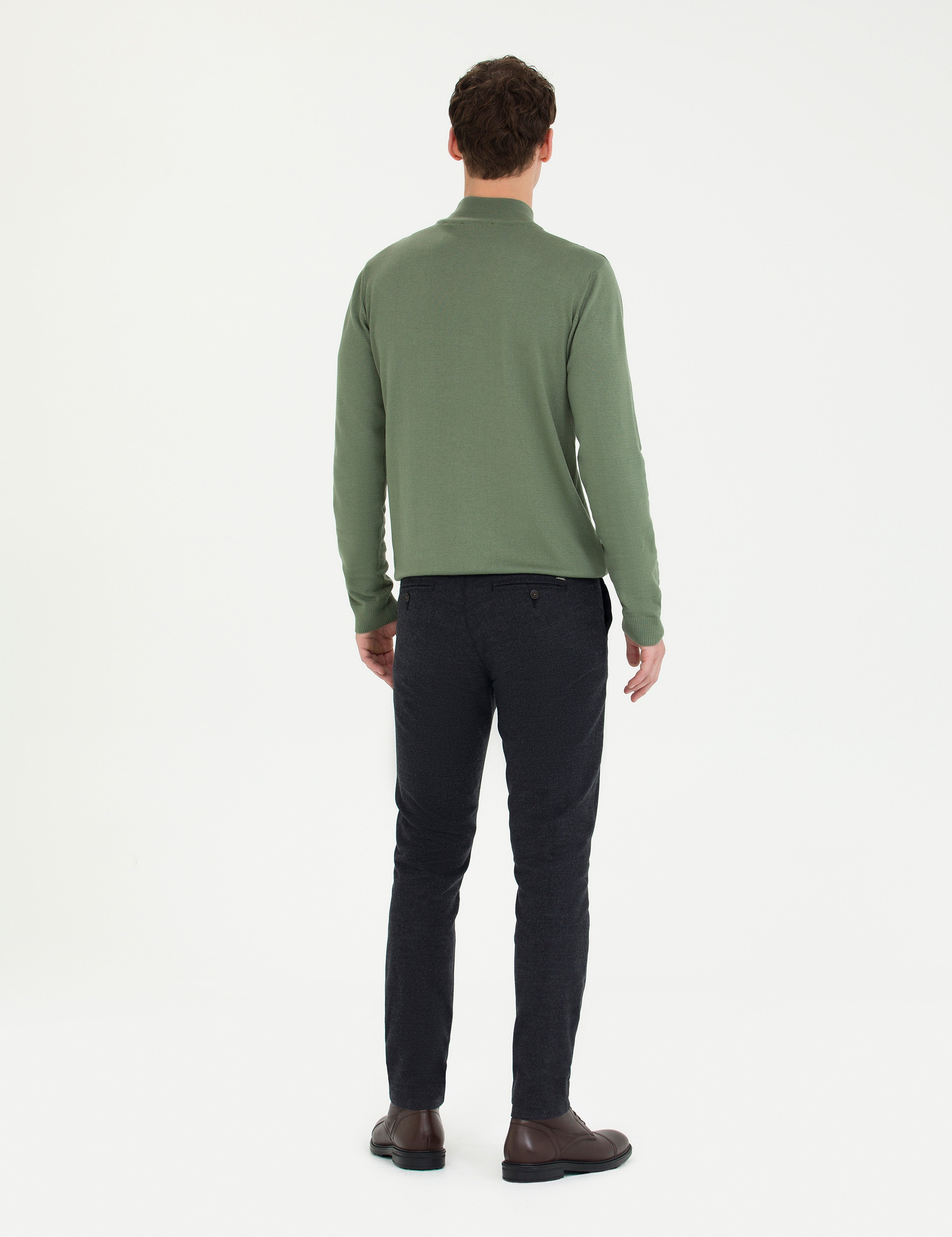 Siyah Slim Fit Kanvas Pantolon - Image 4