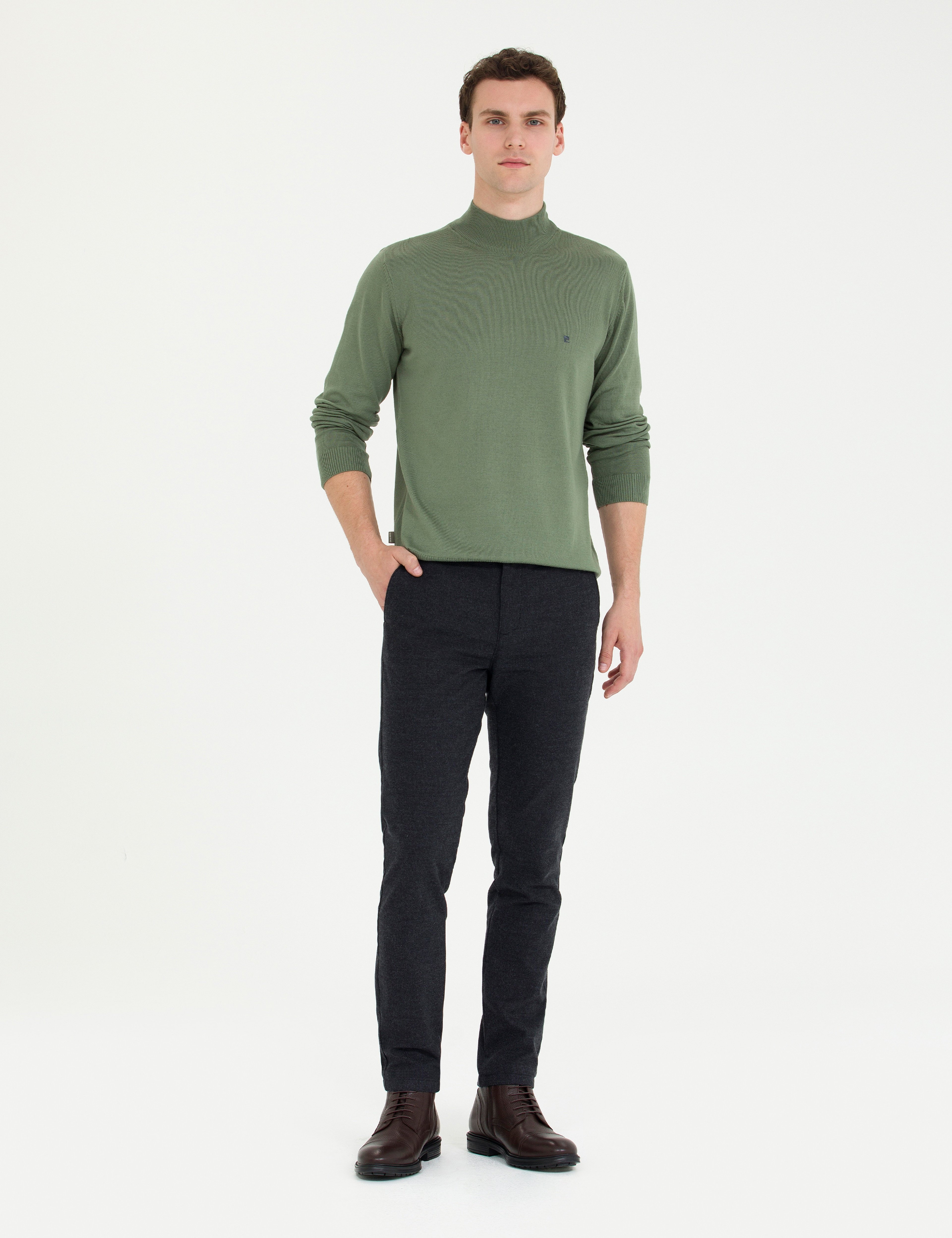 Siyah Slim Fit Kanvas Pantolon