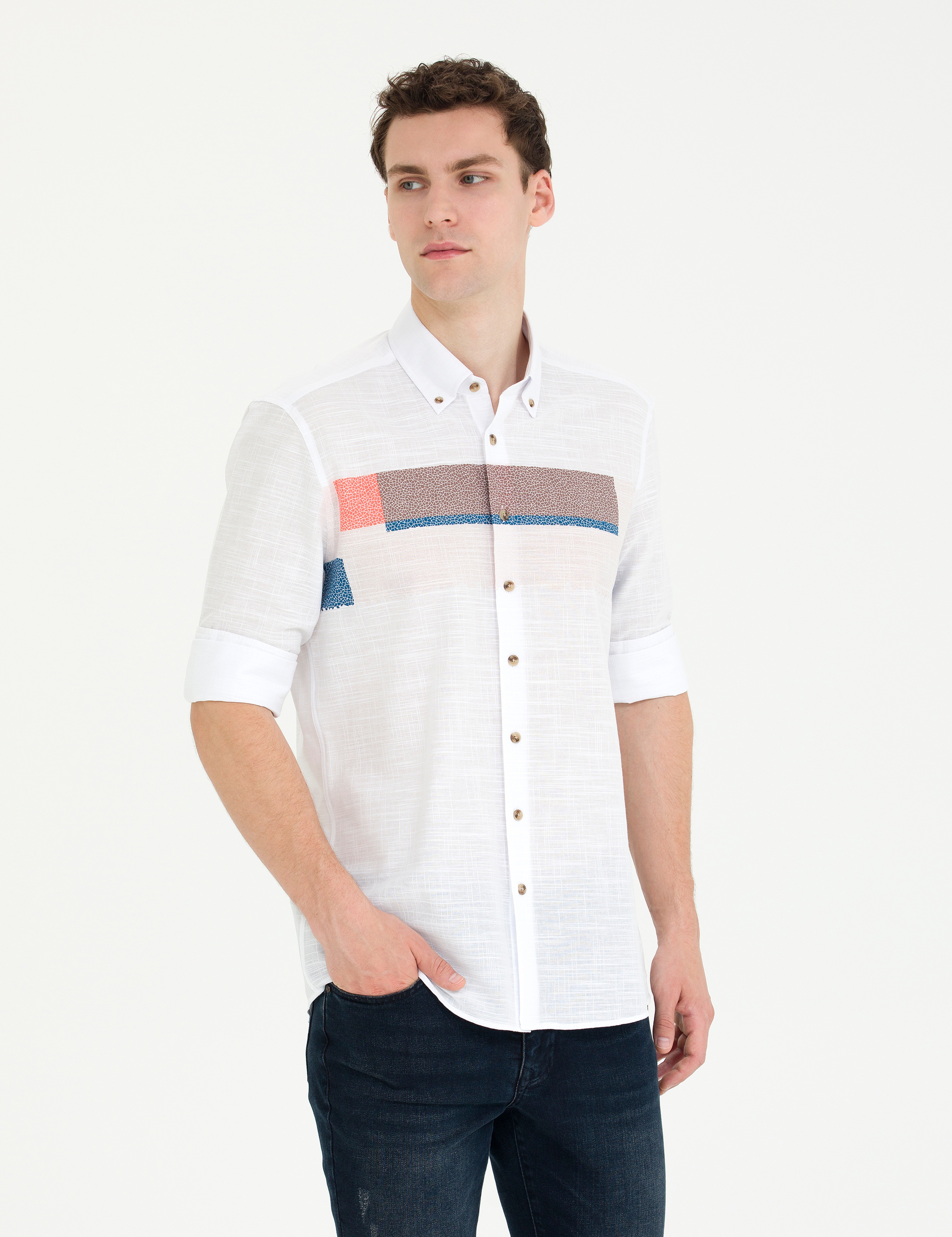 Pembe Regular Fit Uzun Kollu Gömlek - Image 3