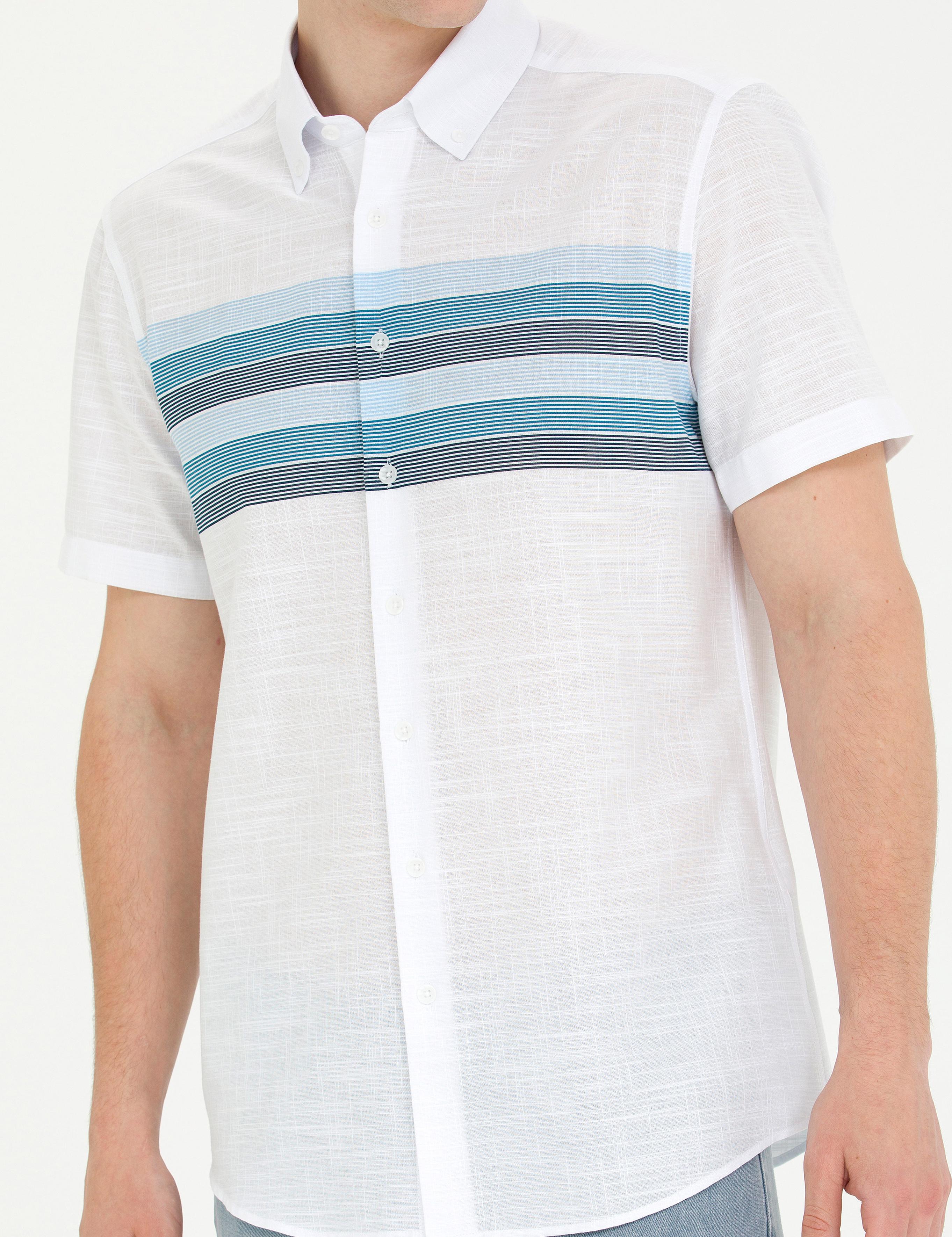 Lacivert Slim Fit Kısa Kollu Gömlek