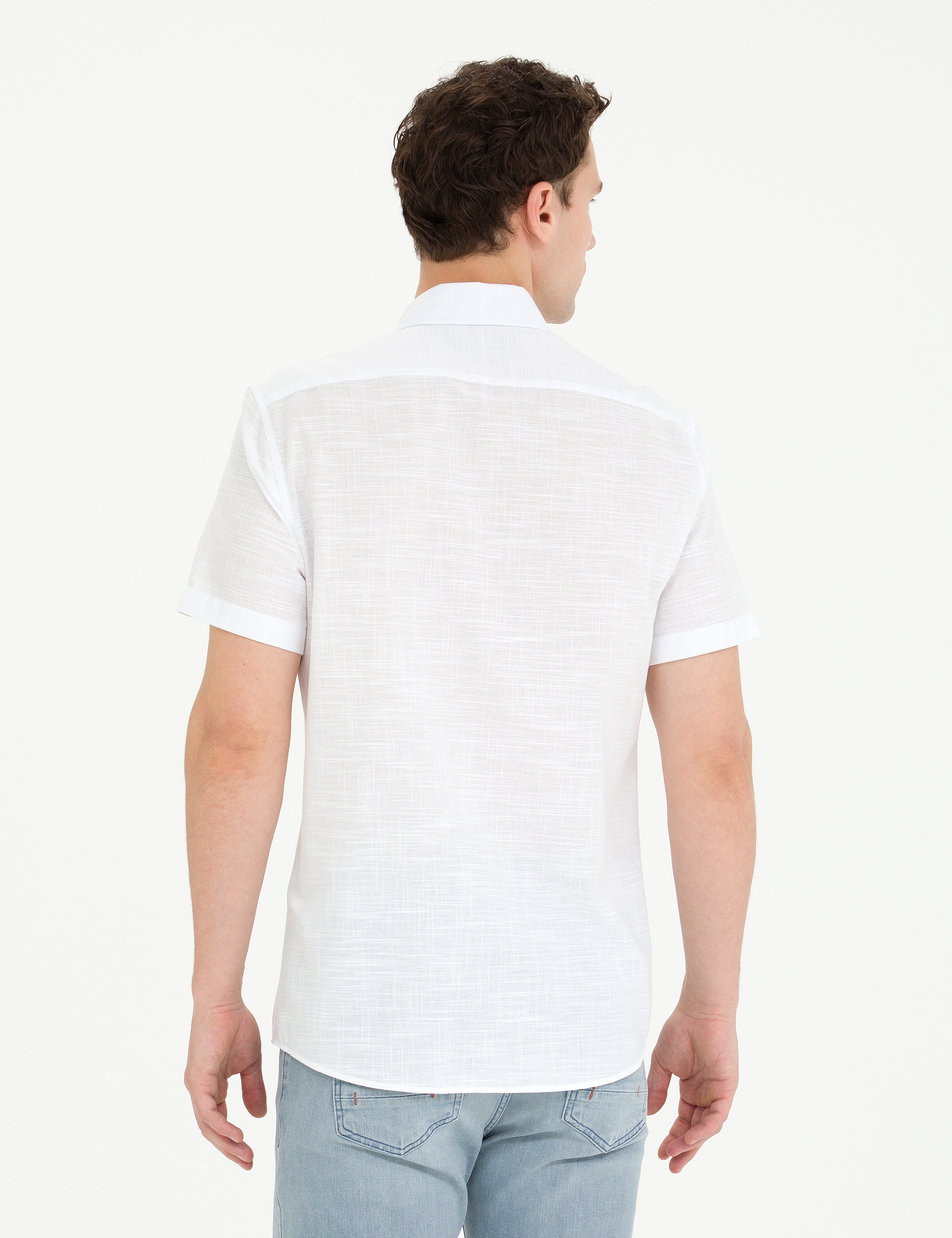 Lacivert Slim Fit Kısa Kollu Gömlek - Image 5