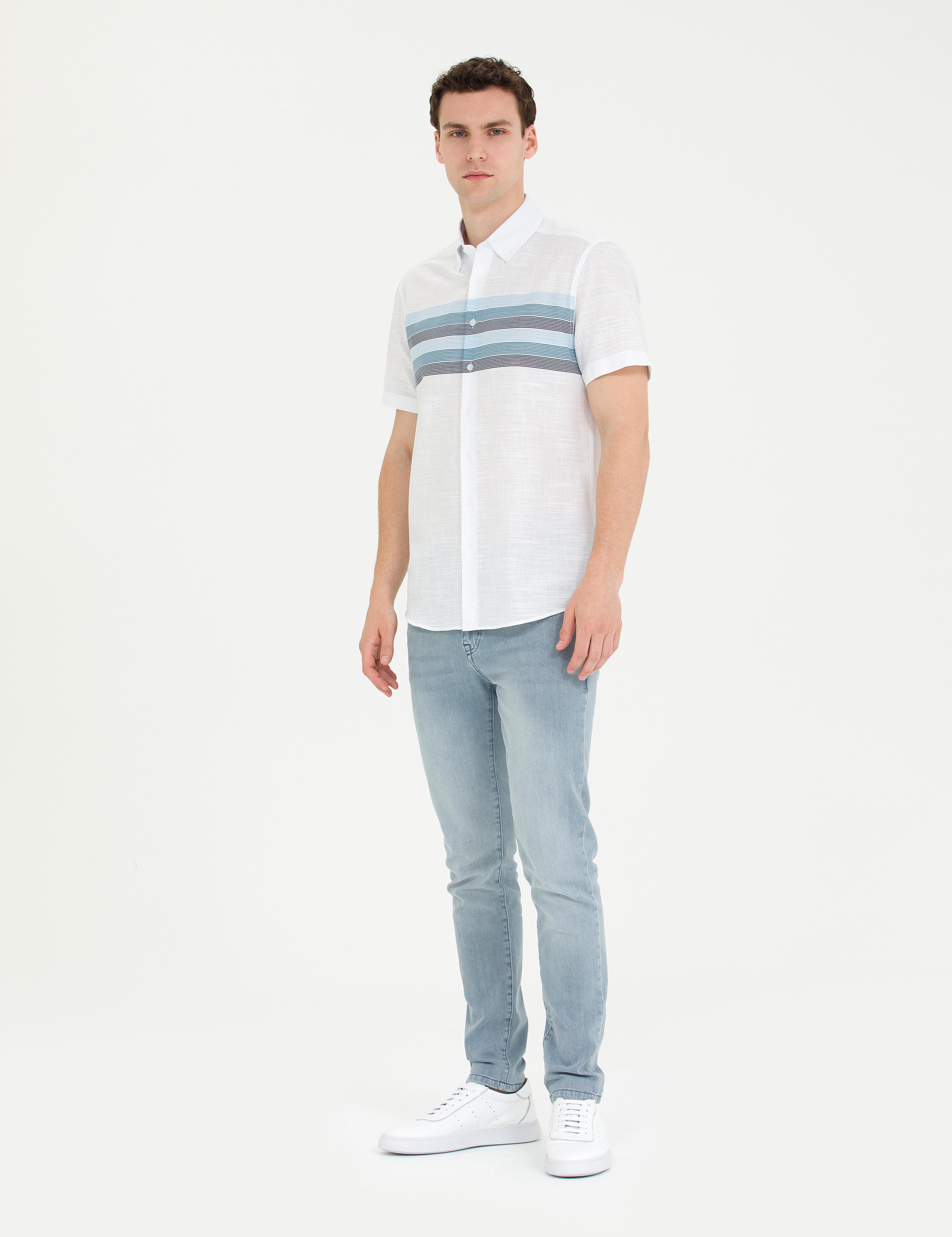 Lacivert Slim Fit Kısa Kollu Gömlek