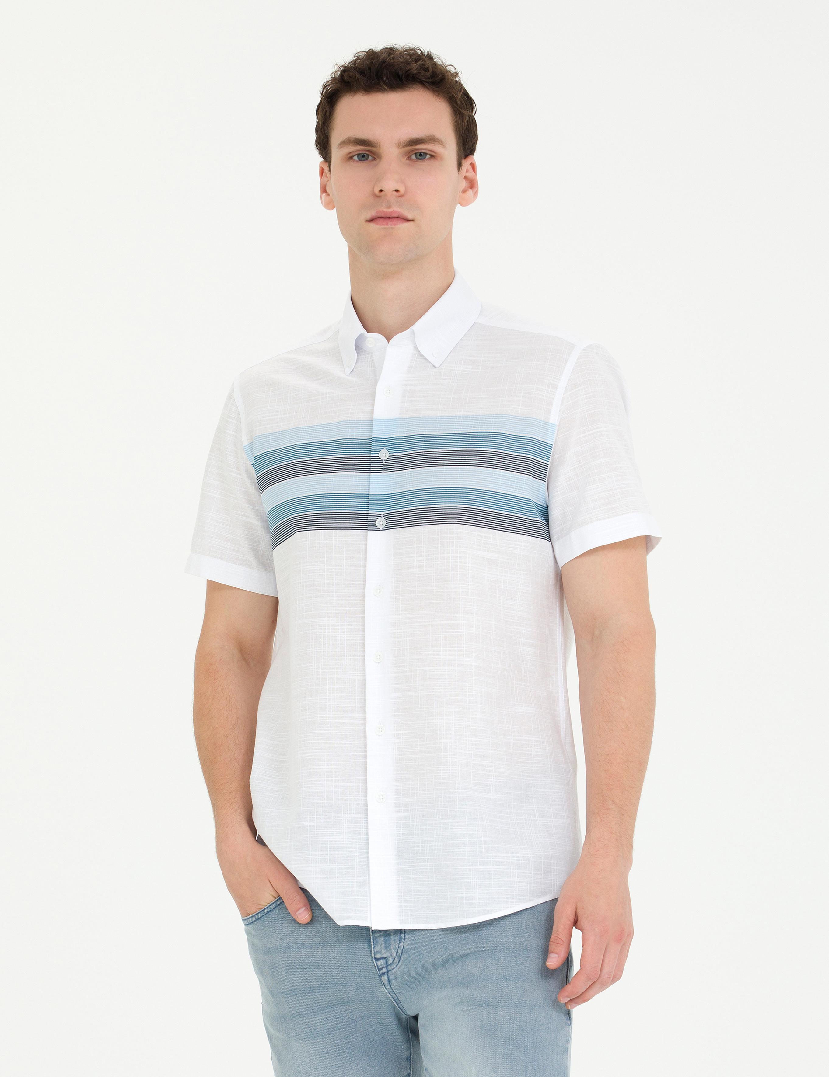 Lacivert Slim Fit Kısa Kollu Gömlek