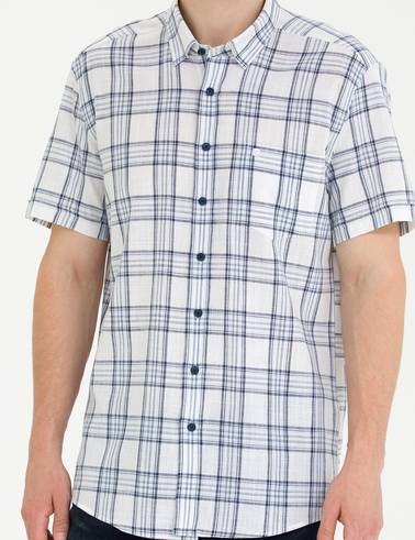 Lacivert Regular Fit Kısa Kollu Gömlek