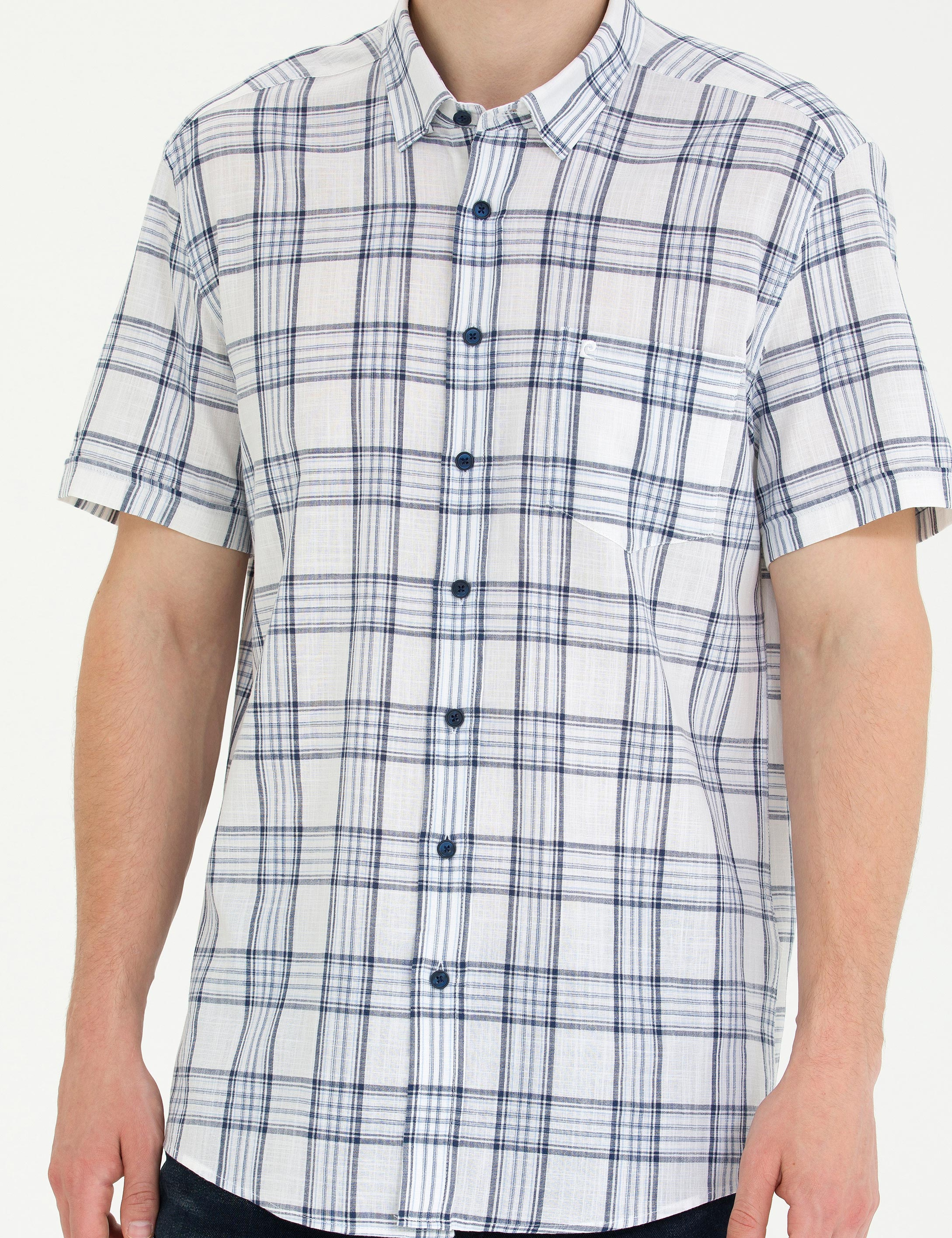 Lacivert Regular Fit Kısa Kollu Gömlek - Image 6