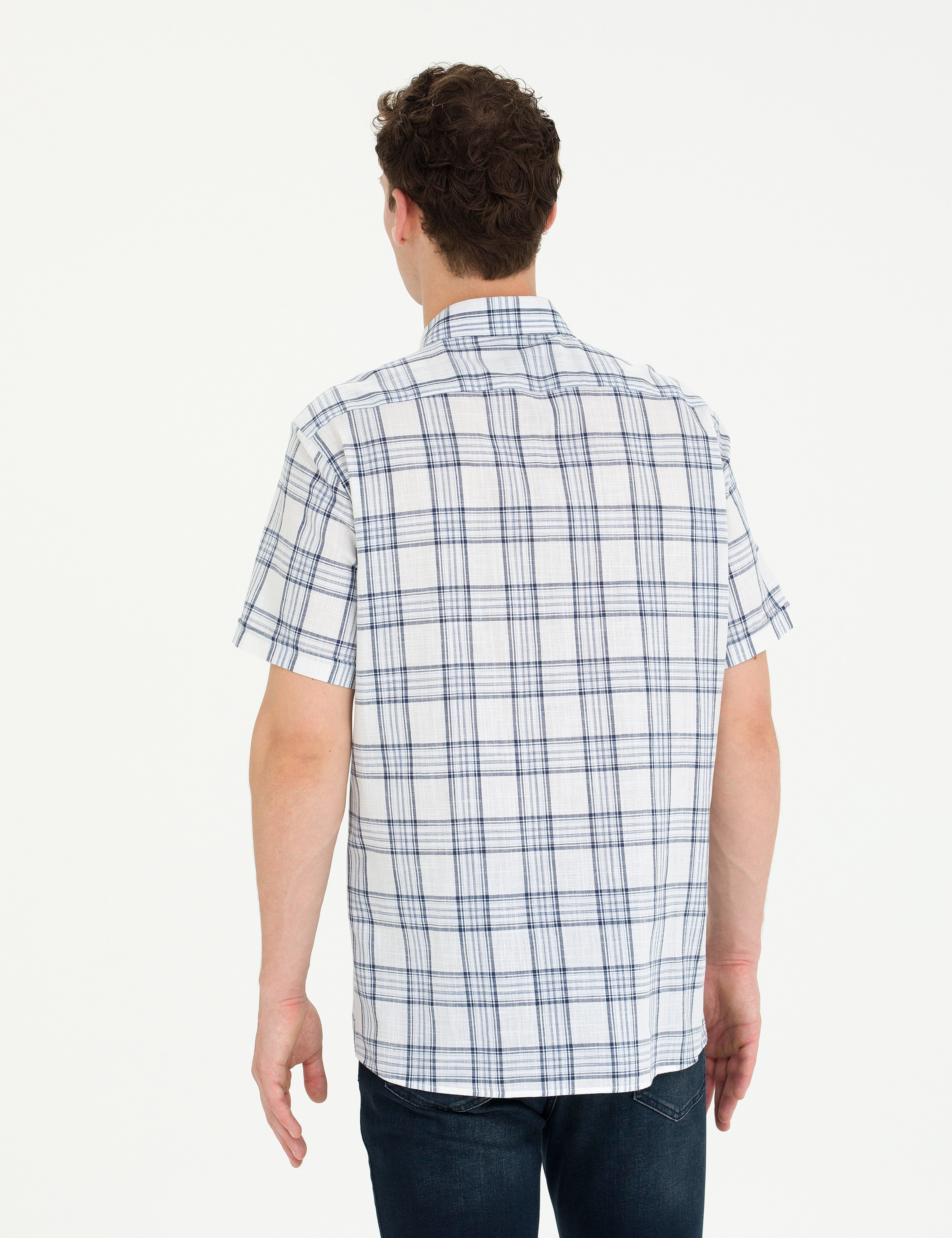 Lacivert Regular Fit Kısa Kollu Gömlek - Image 5