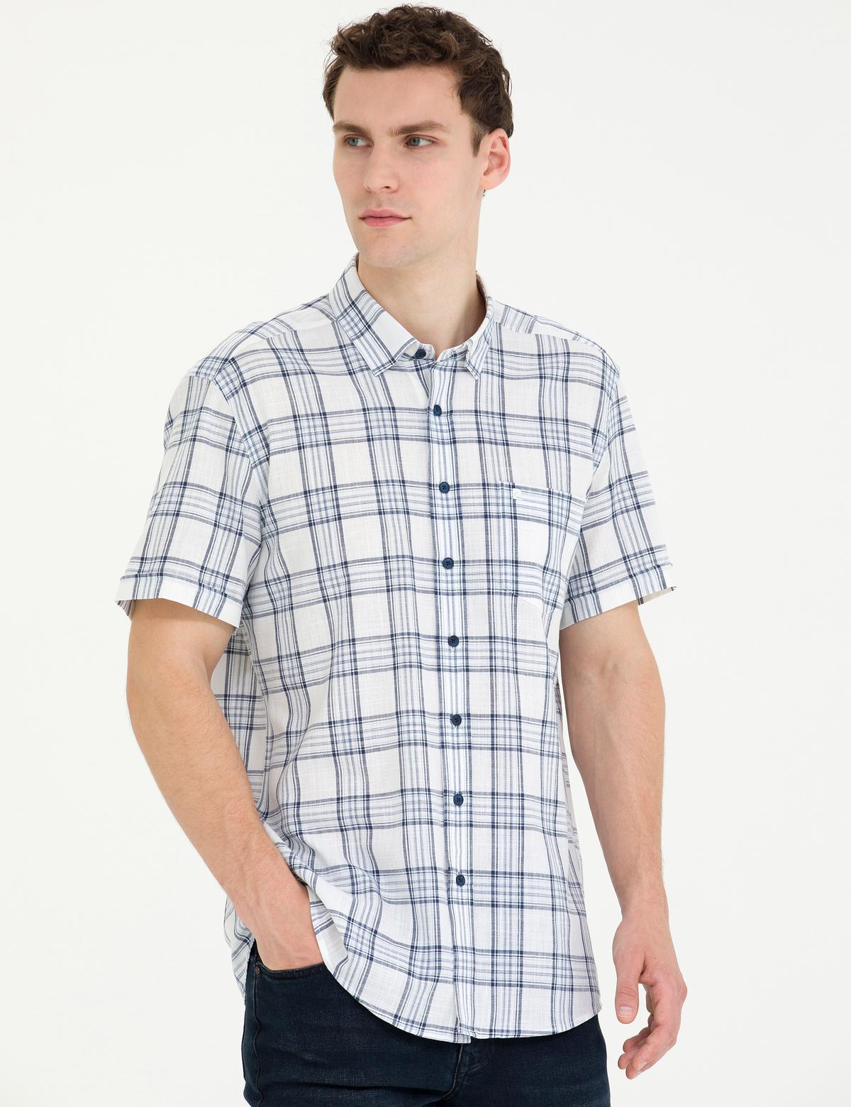 Lacivert Regular Fit Kısa Kollu Gömlek