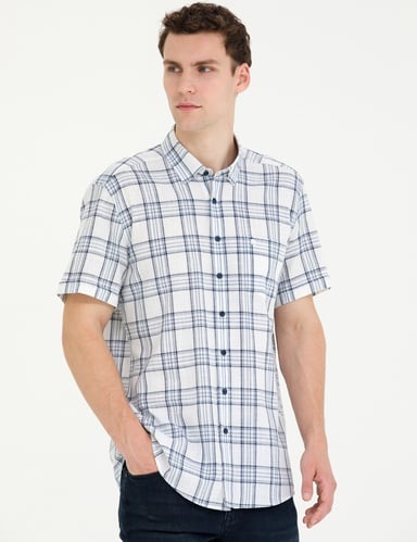 Lacivert Regular Fit Kısa Kollu Gömlek