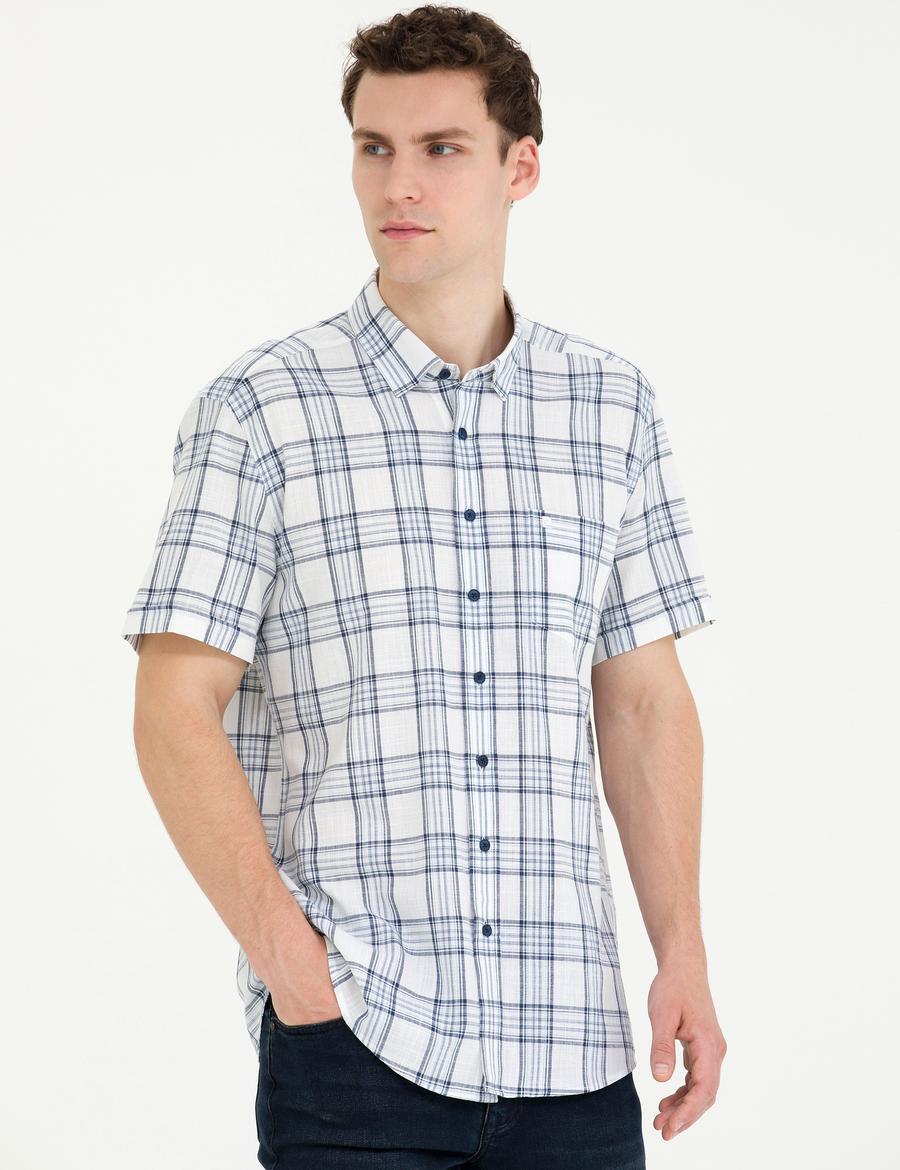 Lacivert Regular Fit Kısa Kollu Gömlek