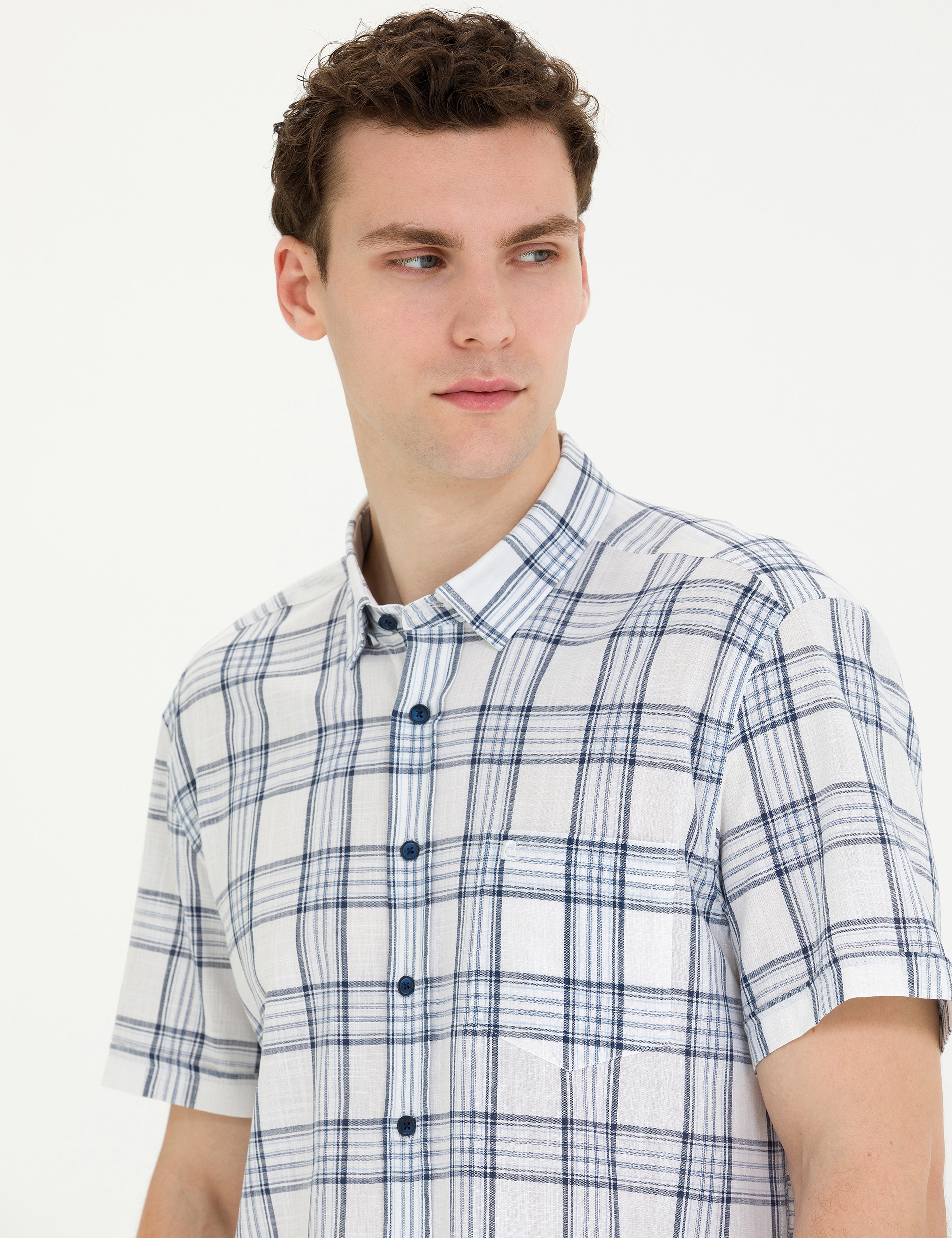 Lacivert Regular Fit Kısa Kollu Gömlek - Image 2