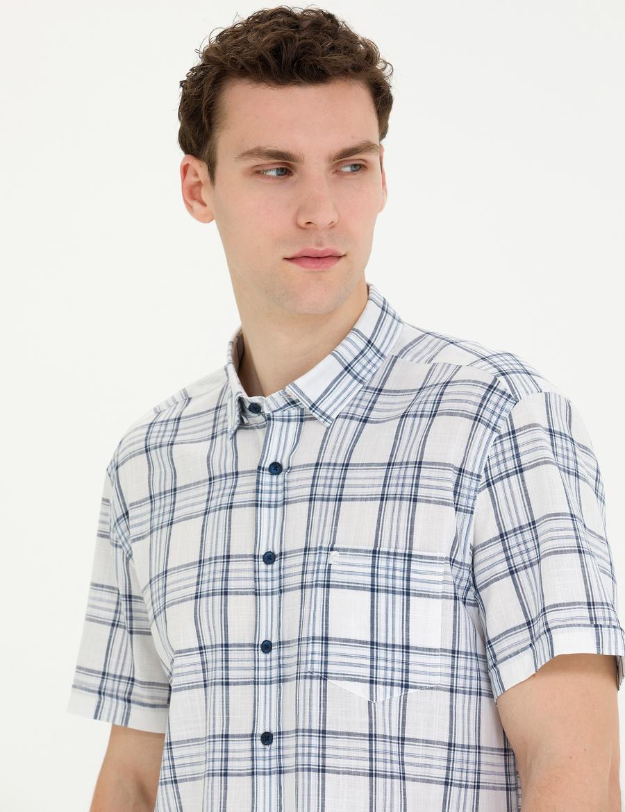 Lacivert Regular Fit Kısa Kollu Gömlek