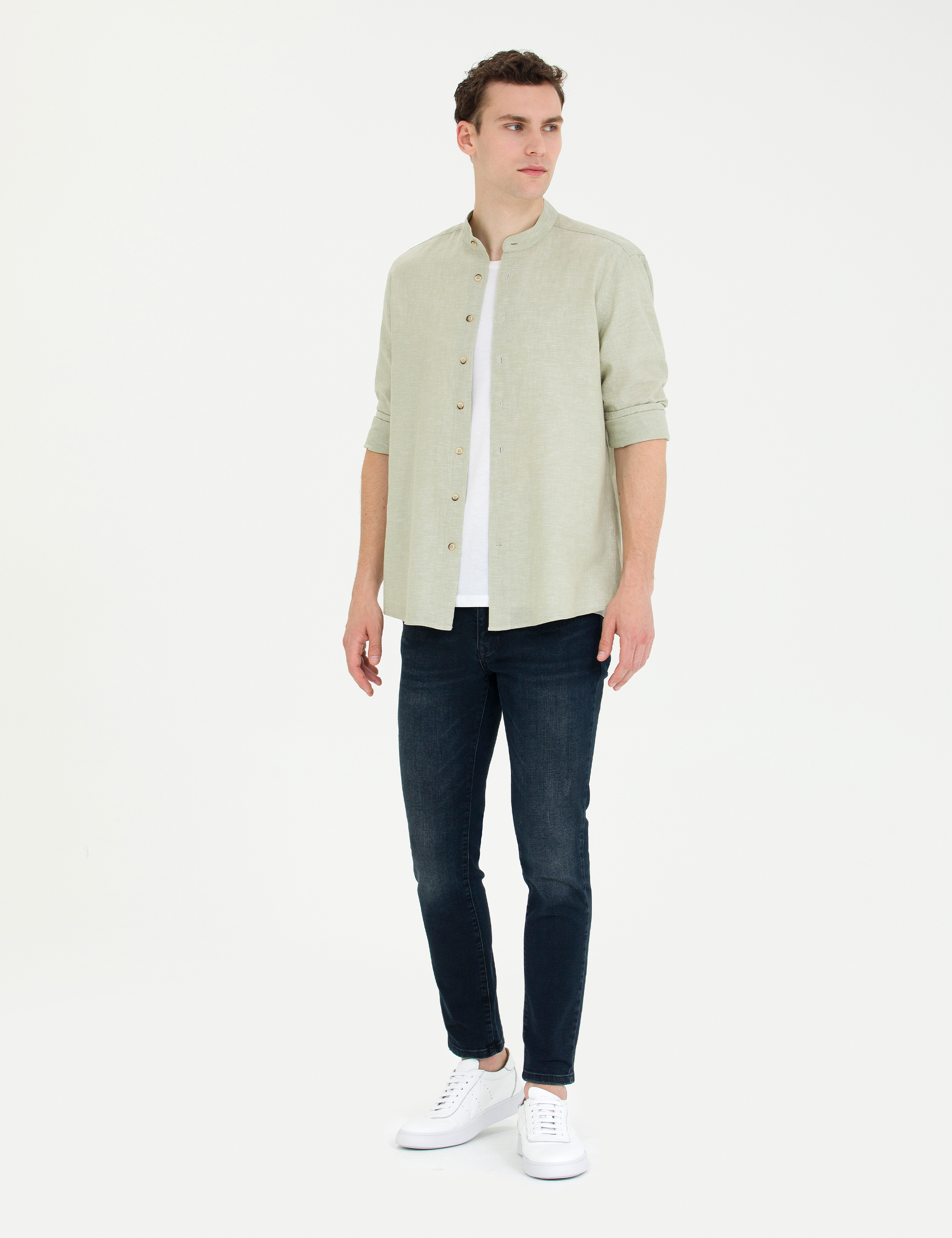 Haki Regular Fit Uzun Kollu Gömlek - Image 4