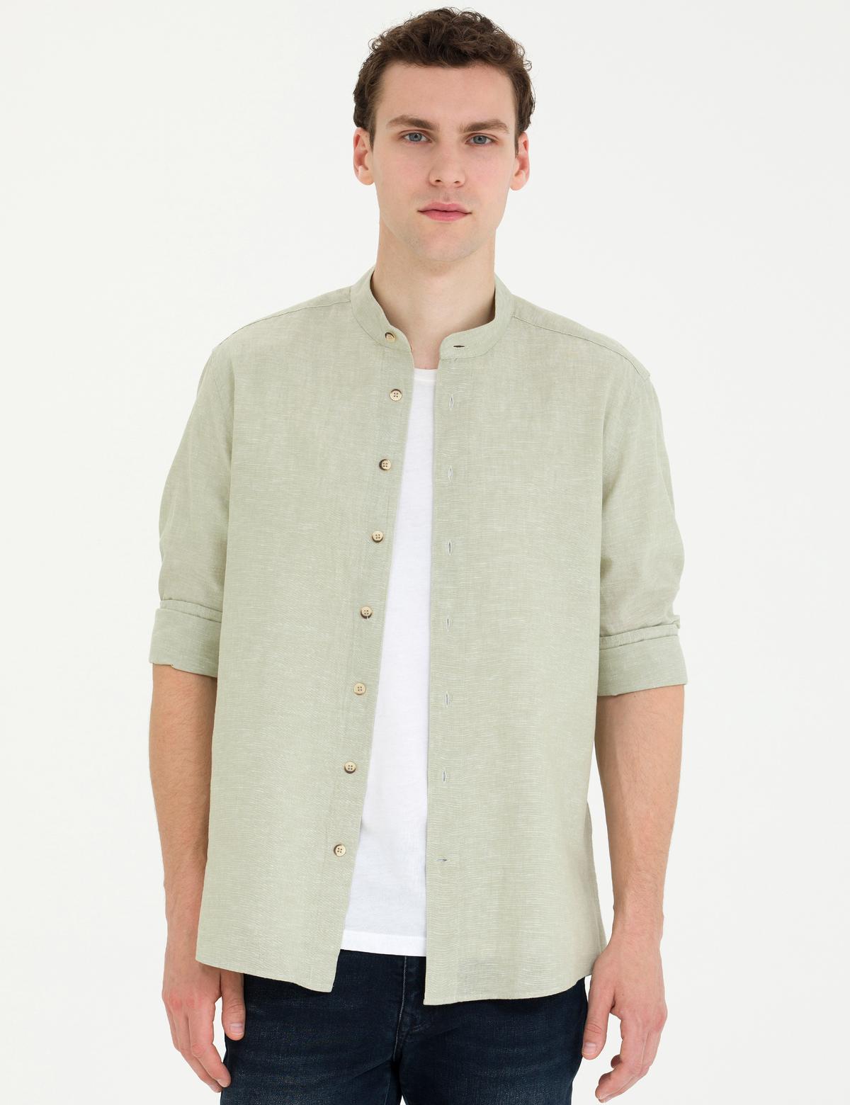 Haki Regular Fit Uzun Kollu Gömlek