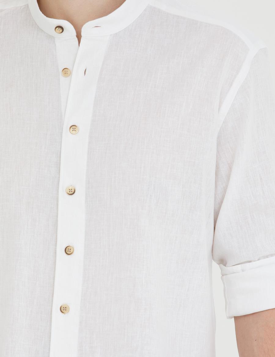 Beyaz Regular Fit Uzun Kollu Gömlek