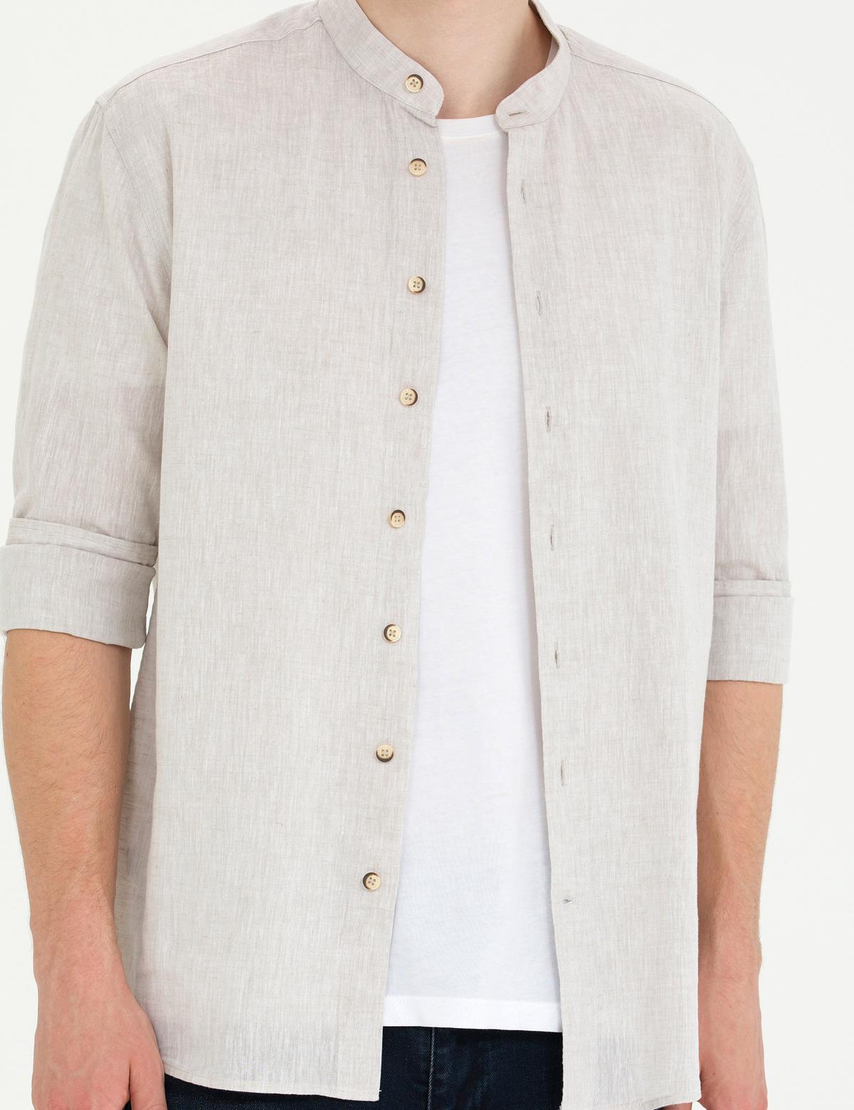 Açık Kahverengi Regular Fit Uzun Kollu Gömlek - 50269164032