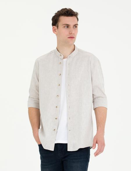 Açık Kahverengi Regular Fit Uzun Kollu Gömlek - 50269164032