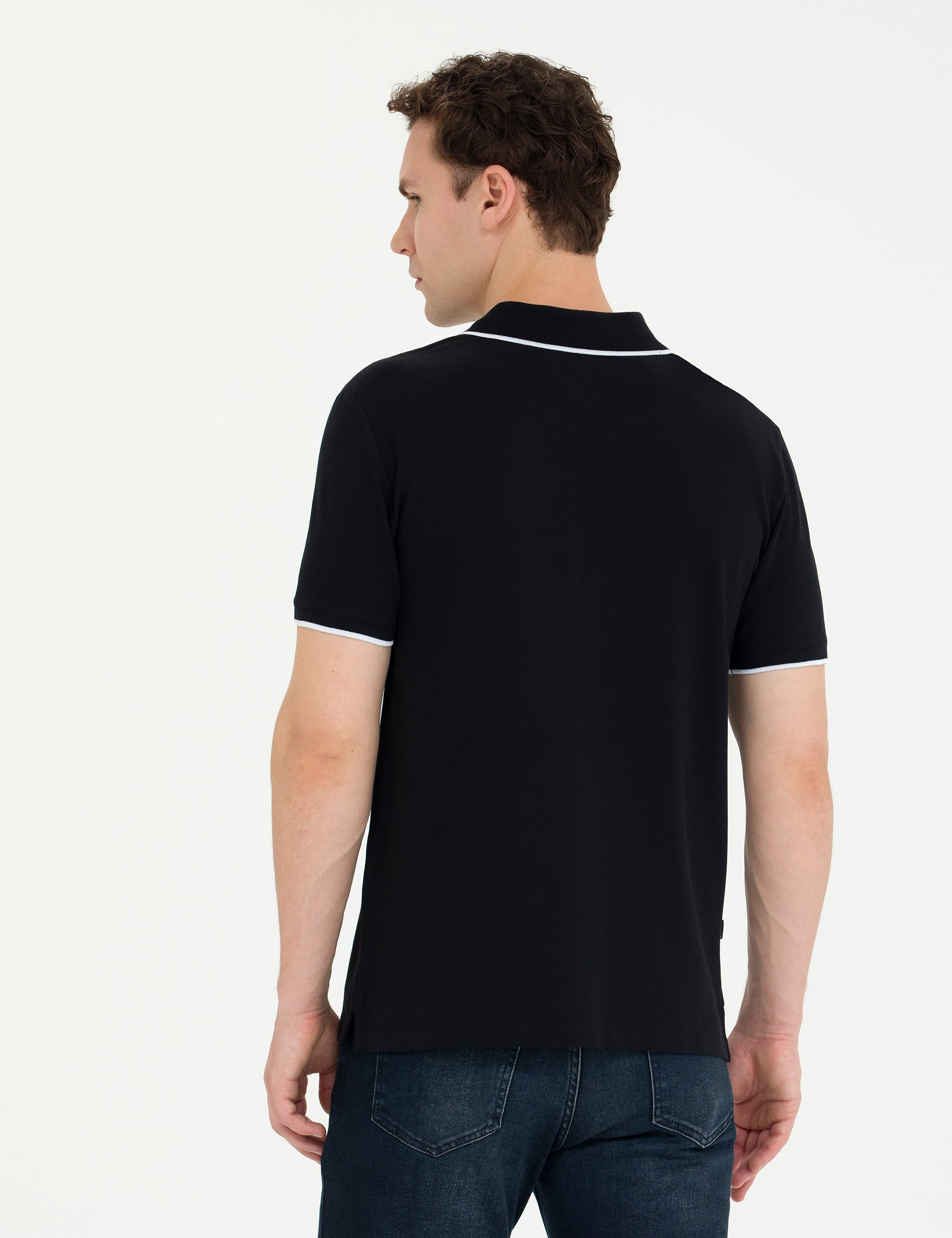 Siyah Slim Fit Polo Yaka Tişört