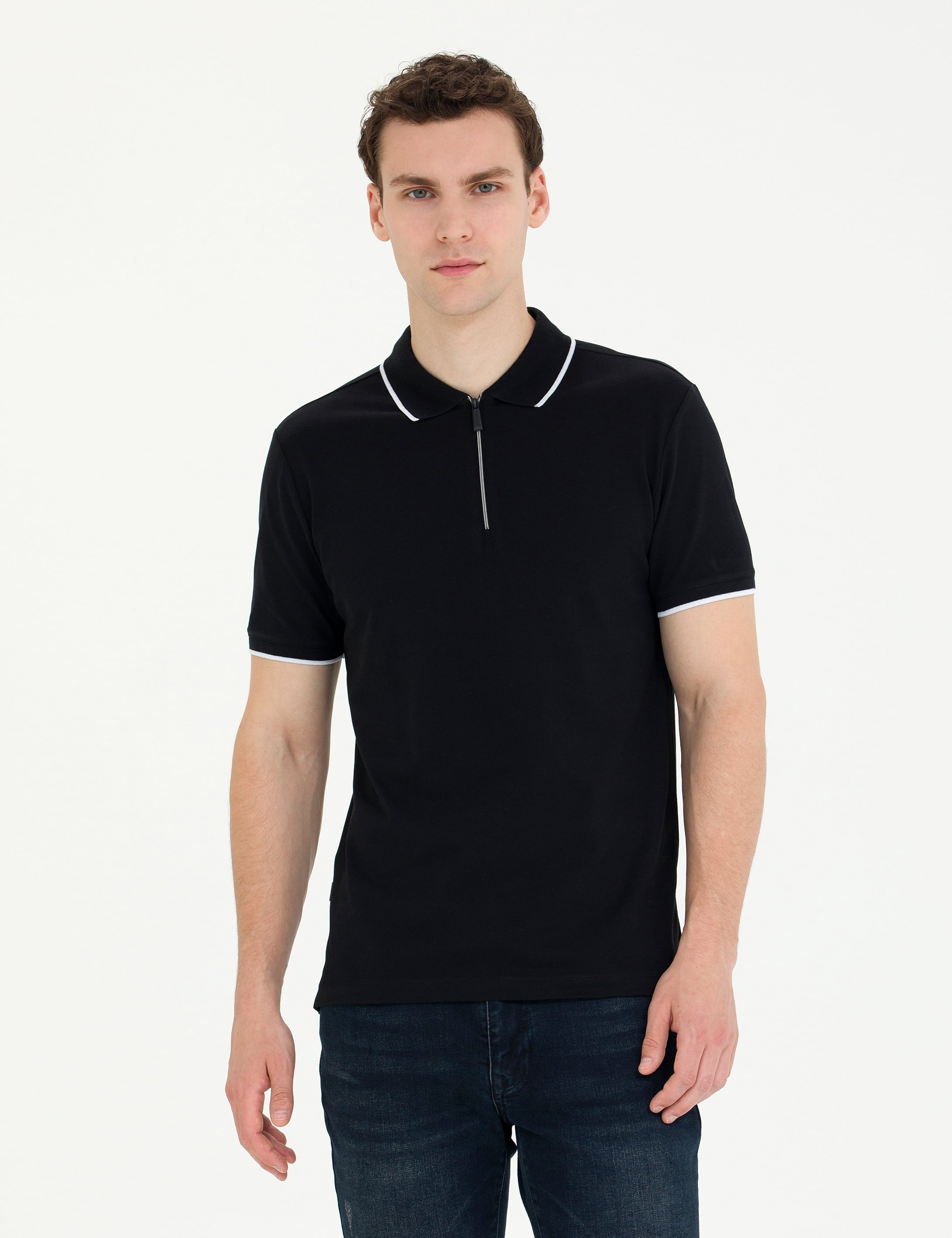 Siyah Slim Fit Polo Yaka Tişört