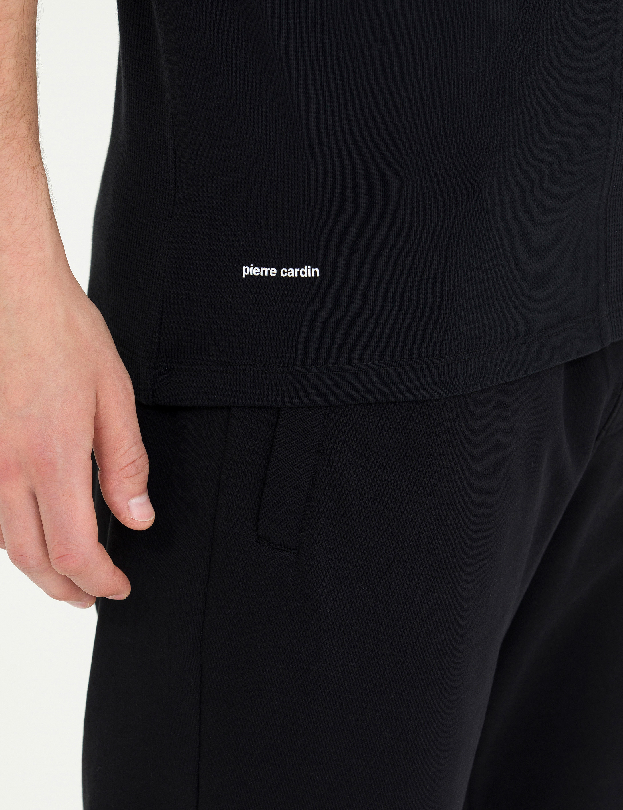 Pierre Cardin Siyah Regular Fit Bisiklet Yaka Tişört görsel 7