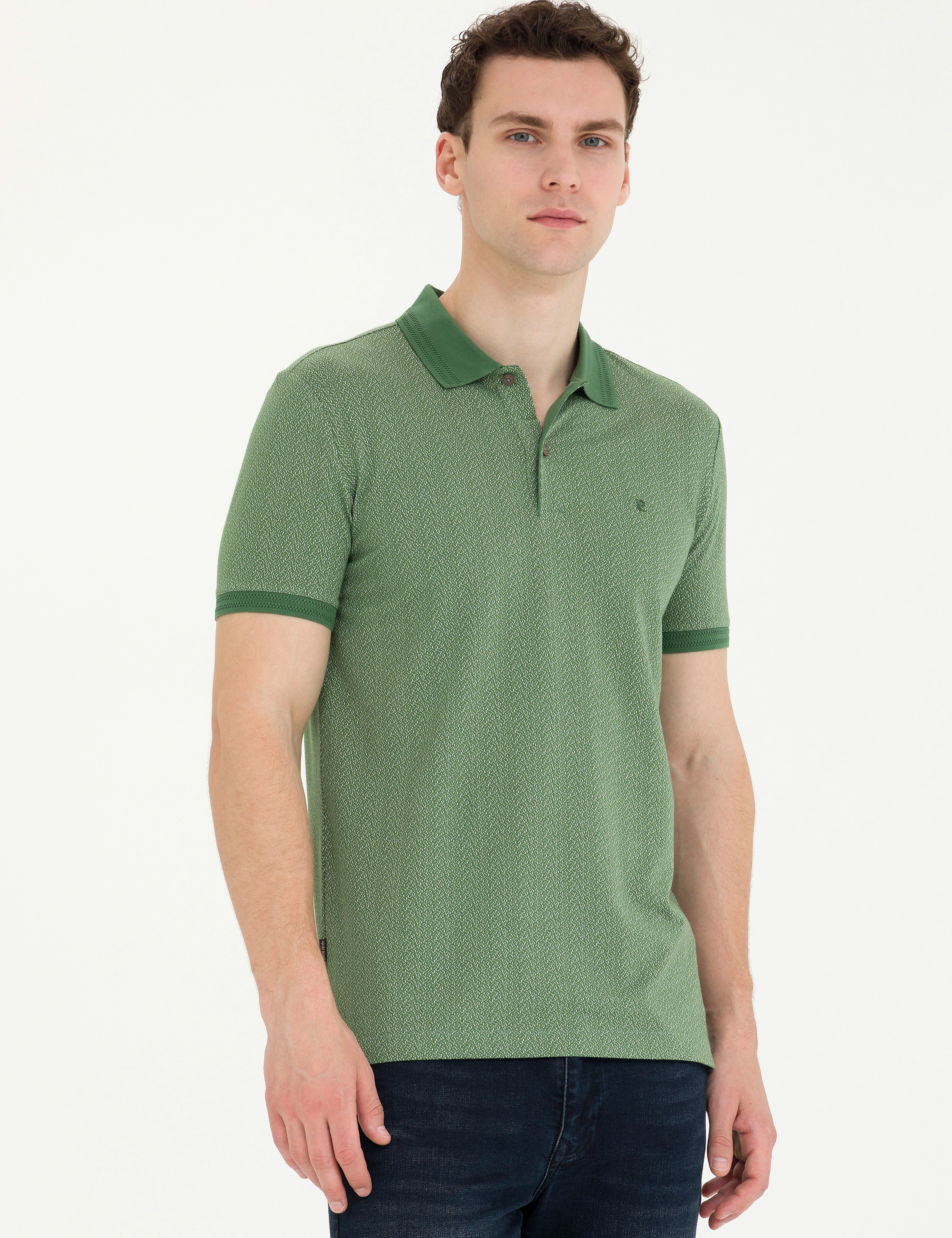 Haki Slim Fit Polo Yaka Tişört - Image 1