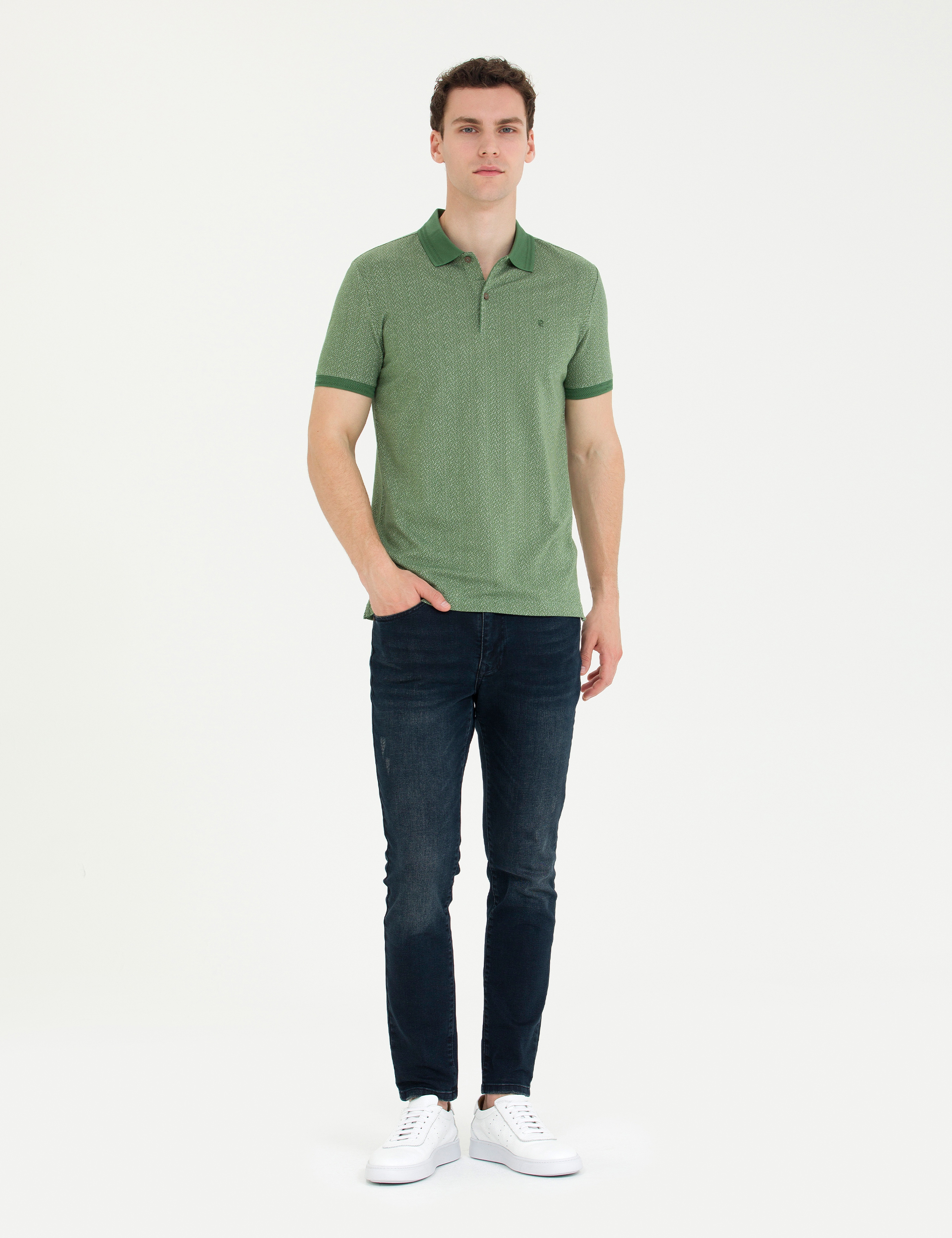 Haki Slim Fit Polo Yaka Tişört - Image 4