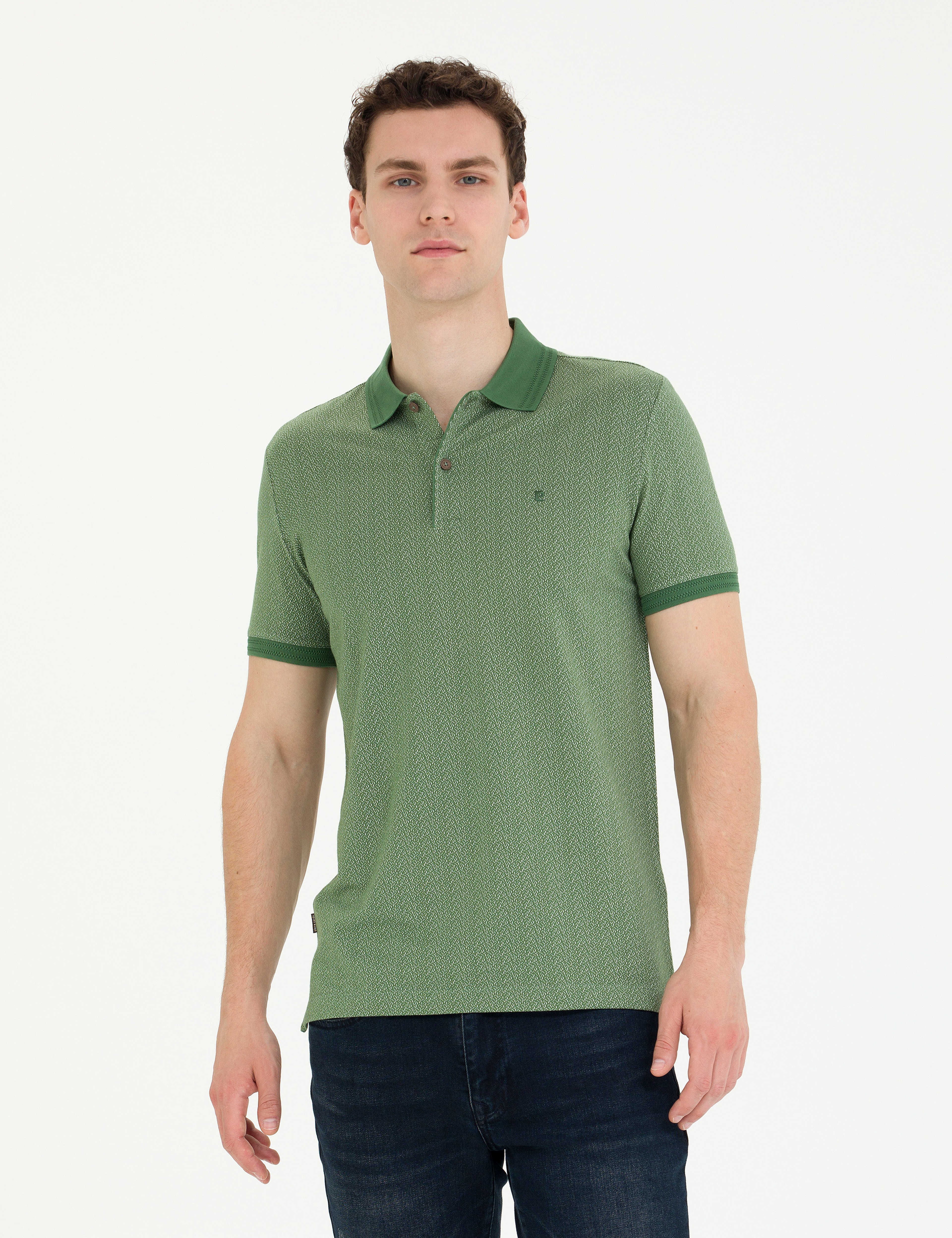 Haki Slim Fit Polo Yaka Tişört - Image 3