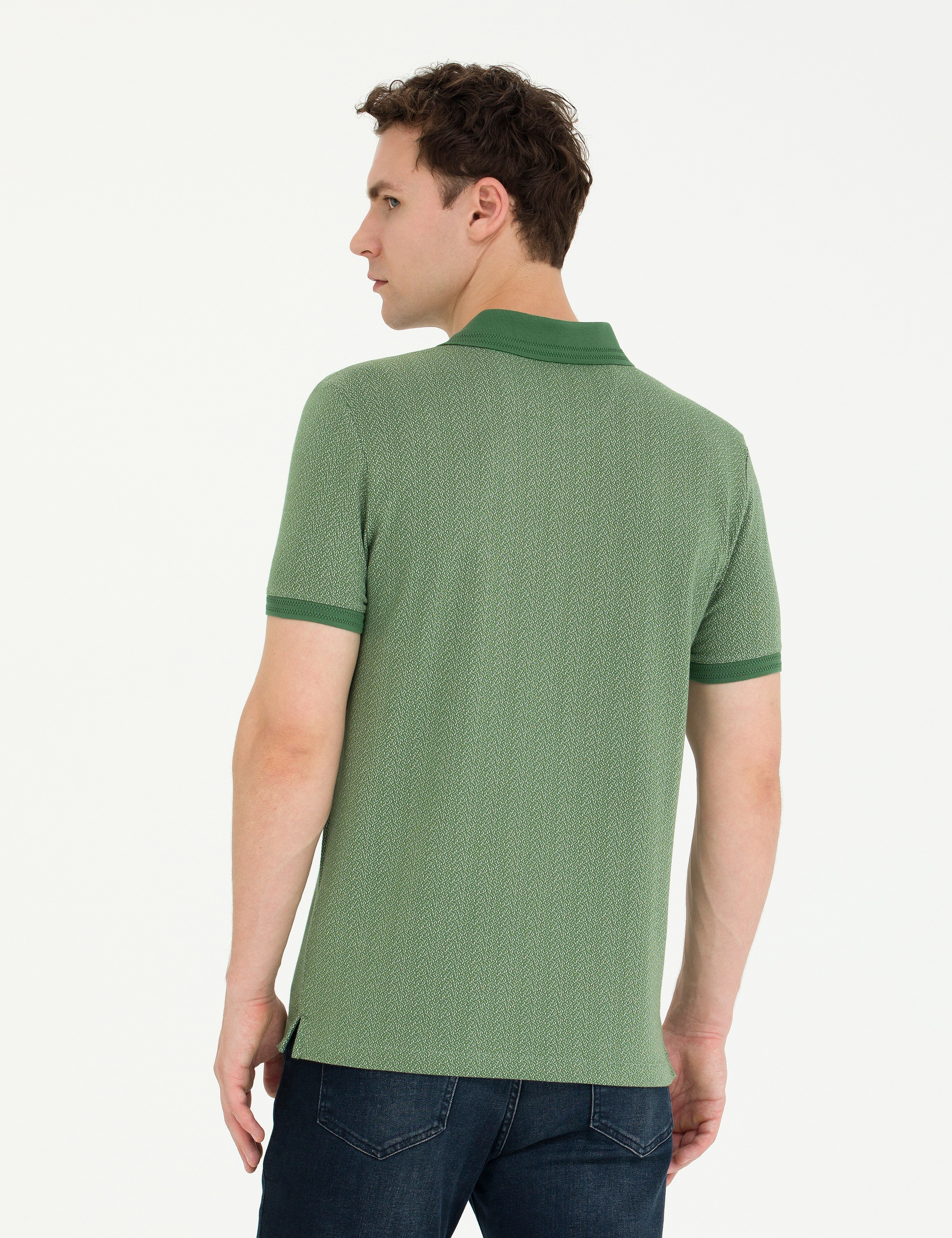 Haki Slim Fit Polo Yaka Tişört - Image 5