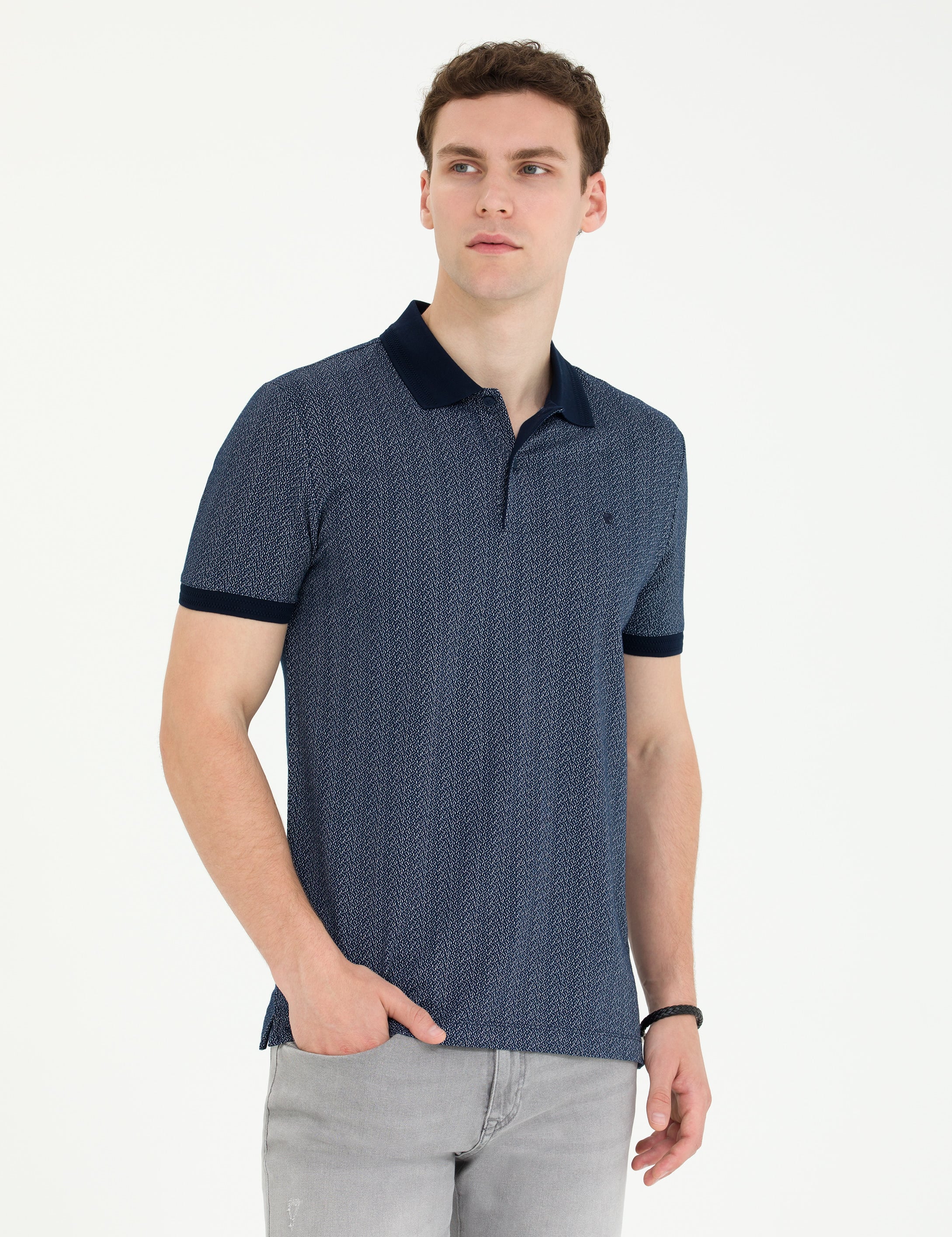 Lacivert Slim Fit Polo Yaka Tişört - Image 2