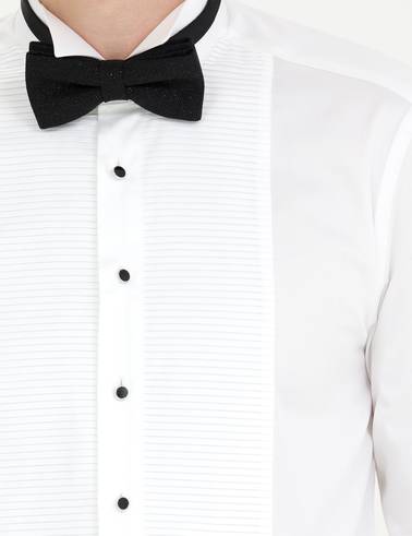 Beyaz Slim Fit Smokin Gömlek