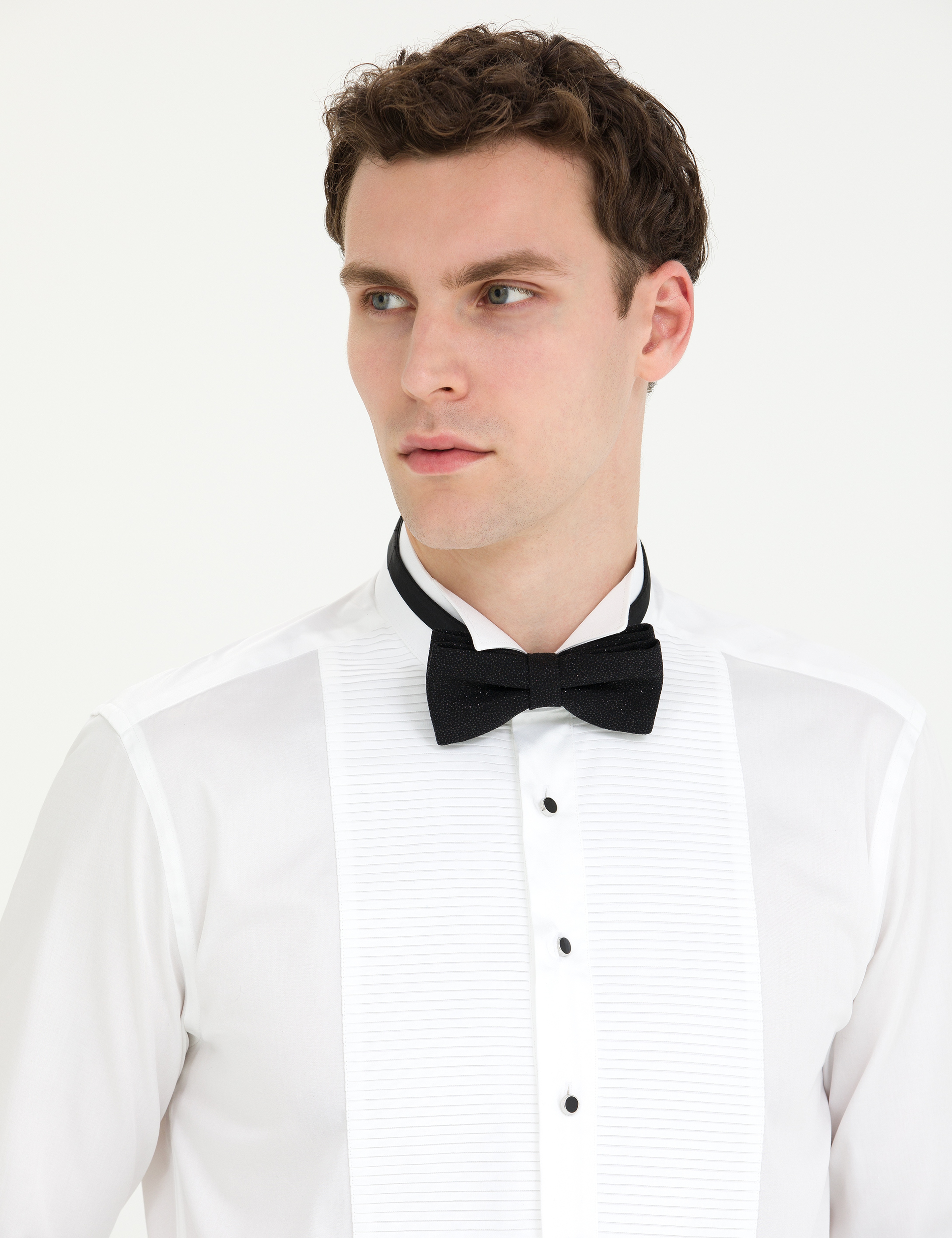 Beyaz Slim Fit Smokin Gömlek - Image 2