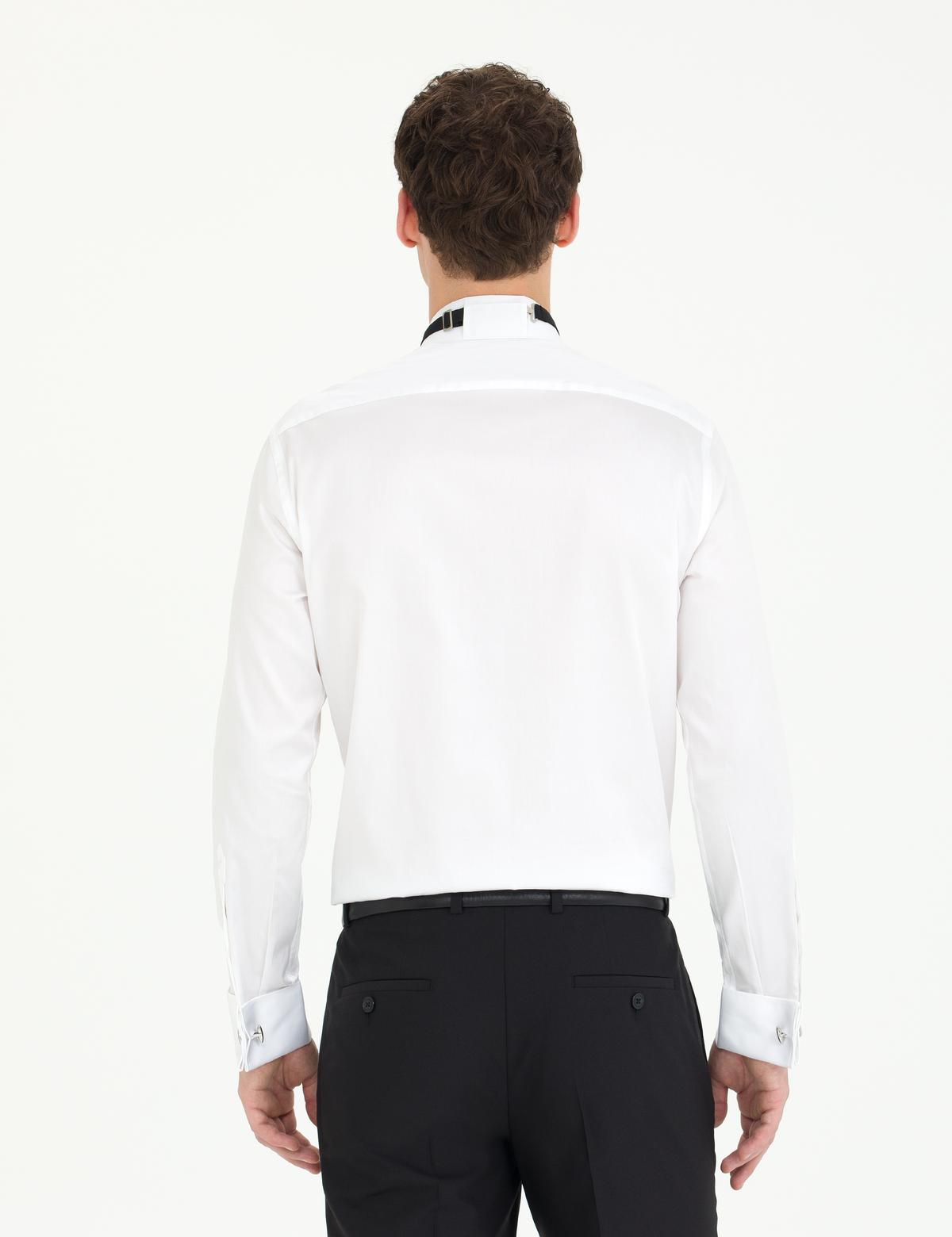 Beyaz Slim Fit Smokin Gömlek - 50268197009